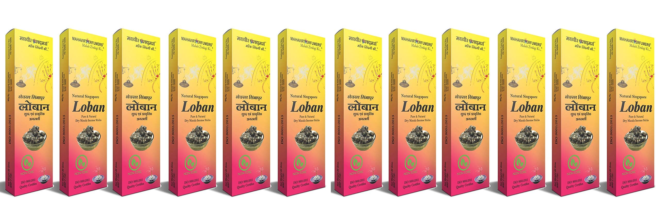MAHAVIR PERFUMERS Loban Agarbatti 960 gms Box Packing (12 Boxes 80 Gms Each)