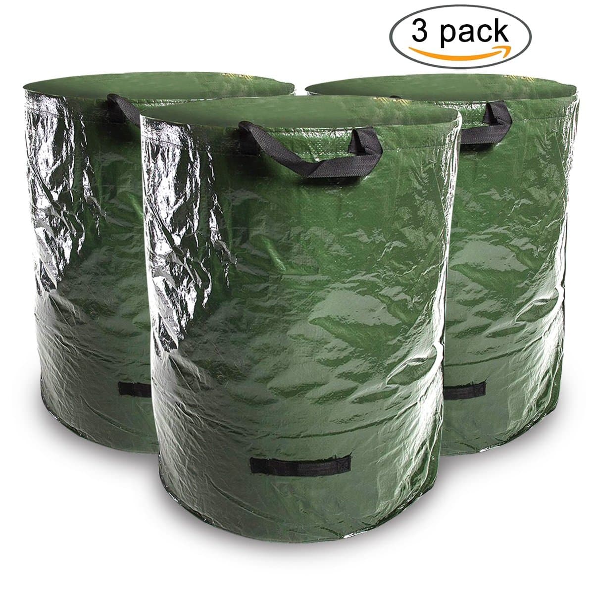 Nider Set of 3 Garden Waste Bags Heavy Duty Large Garden Sack for Garden Waste, Leaves, Green Waste, Plant Waste, Compost - Robust Polypropylene Fabric (272L) Garden Bag