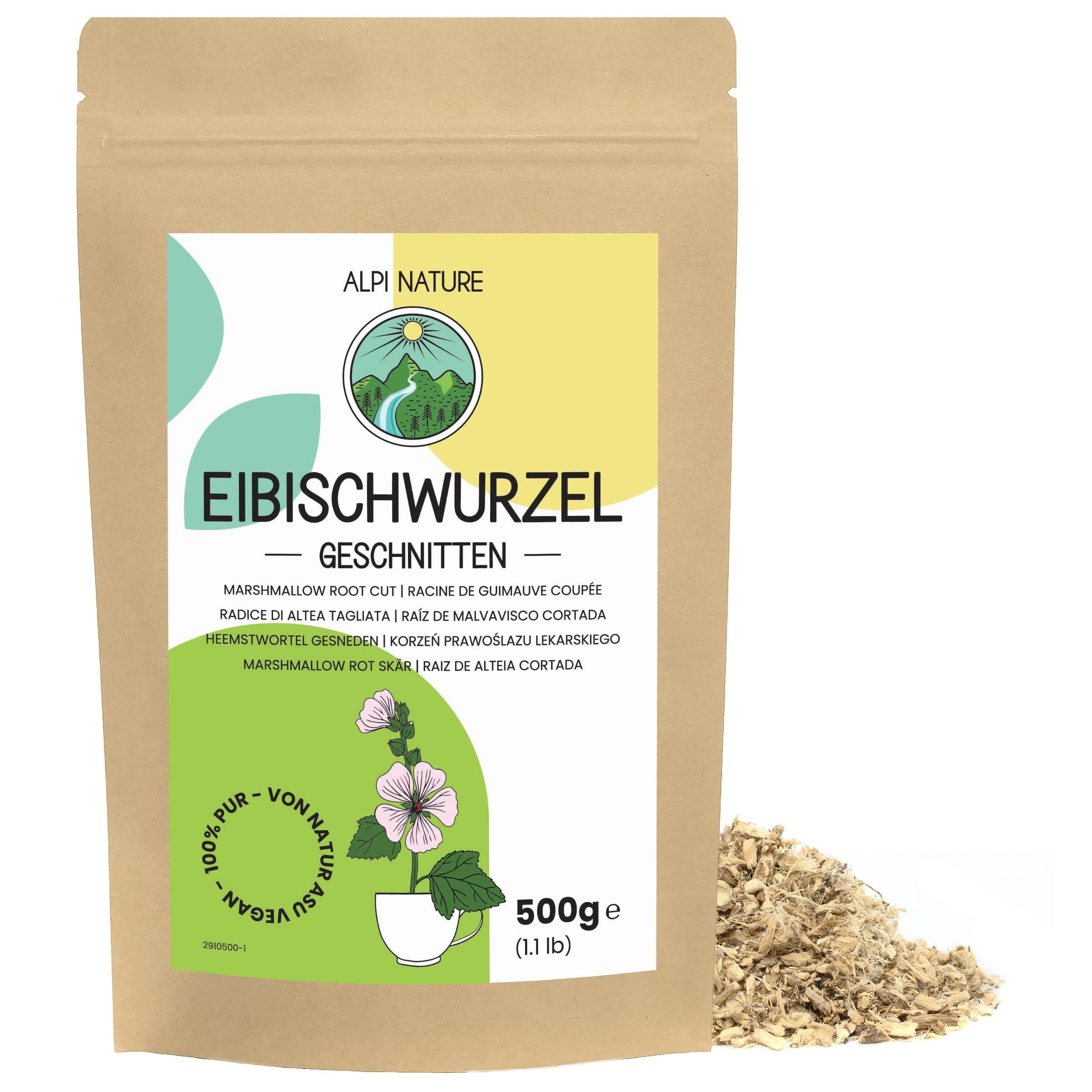 Alpi Nature Marshmallow Root Tea 500g 1.1 lb, Cut Unpeeled Marshmallow Root for Tea Preparation