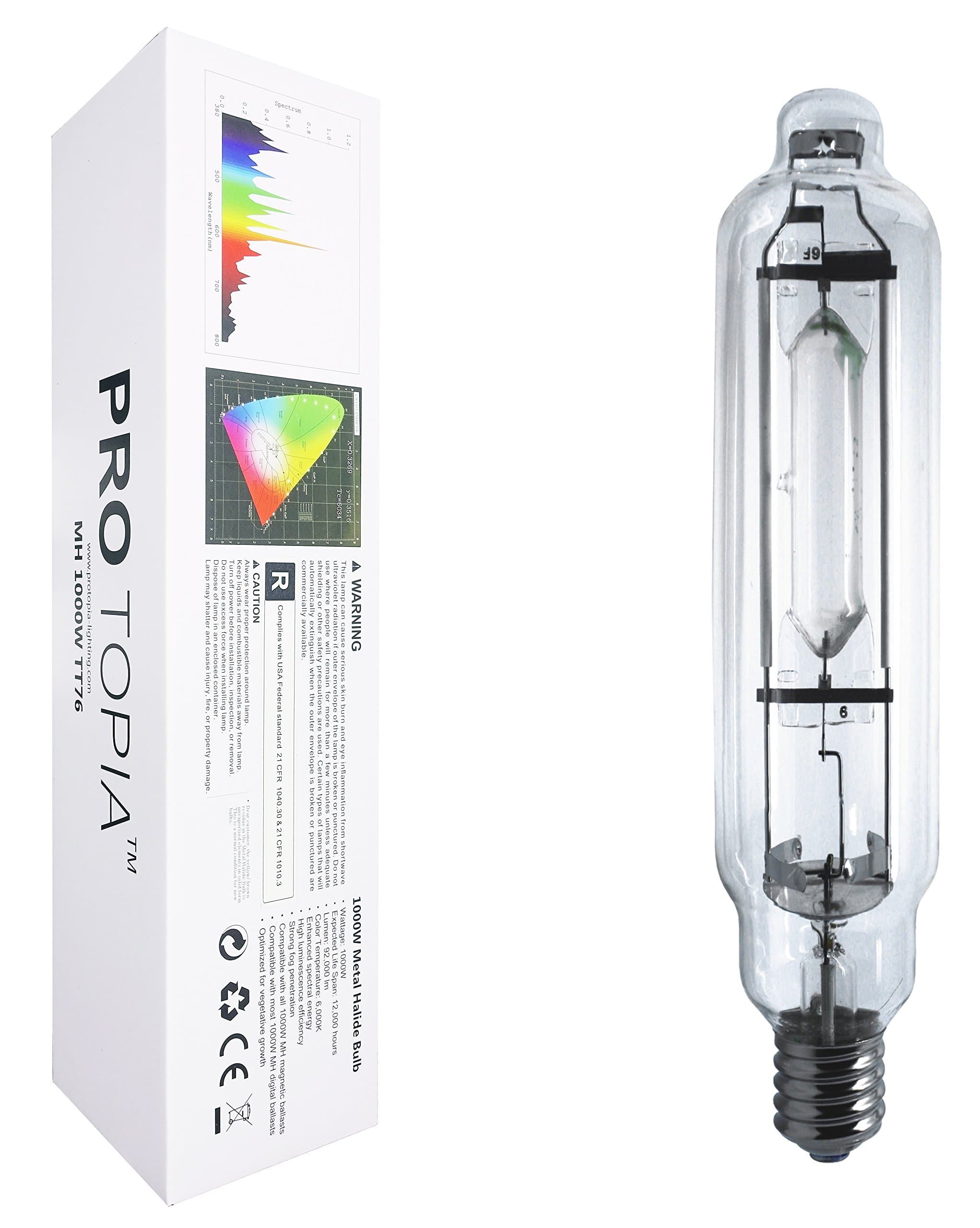 1000 Watt Vegetative Metal Halide Lamp MH Grow Light Bulb Lamp, MH 1000W E39, High PAR Enhanced Blue and Violet Spectrums CCT 6000K for Vege Growth and Flower