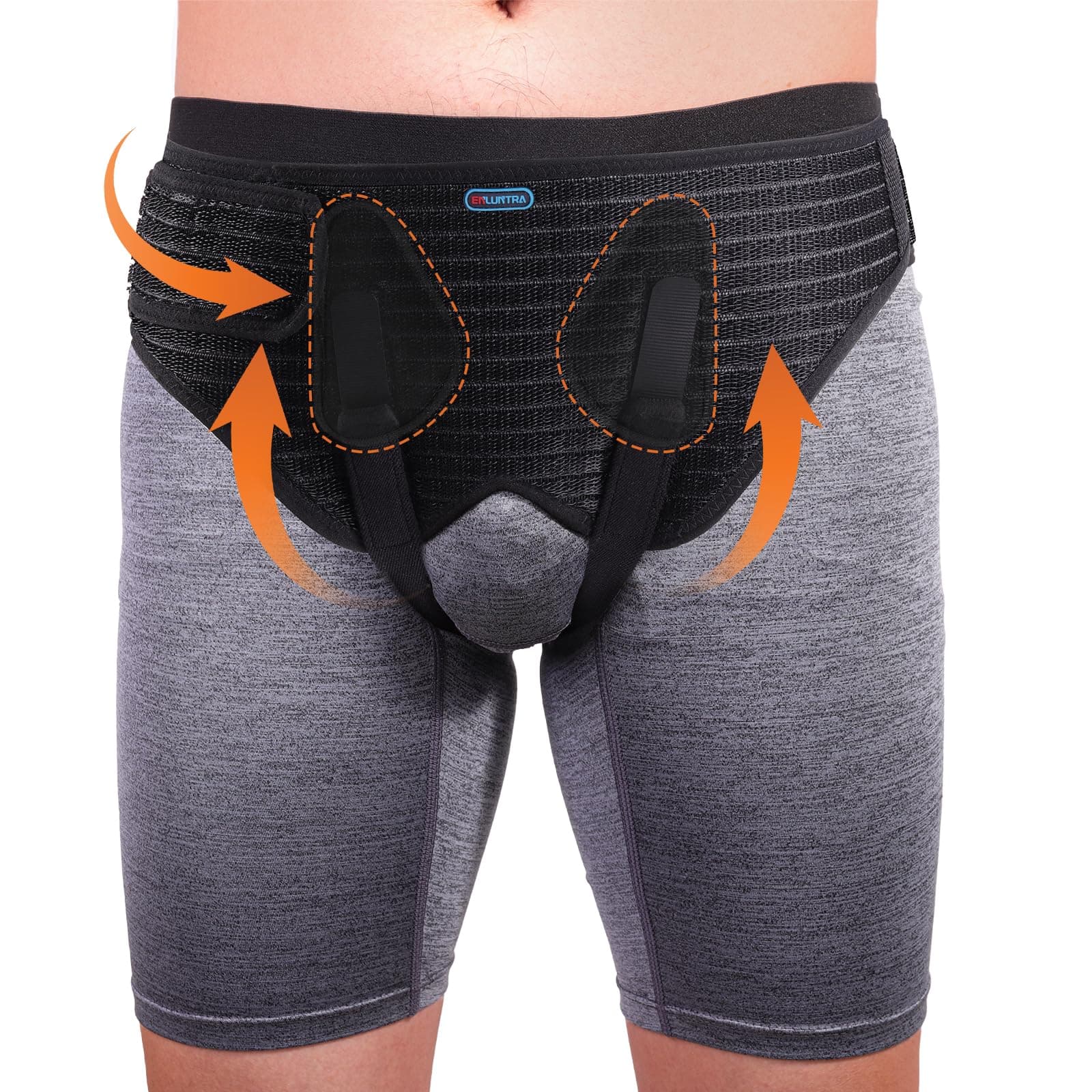 Hernia Belts for Men， Adjustable Inguinal Hernia Support Belt for Men & Women with 4 Compression Pads，Hernia Support Truss for Single/Double Inguinal （black-M）