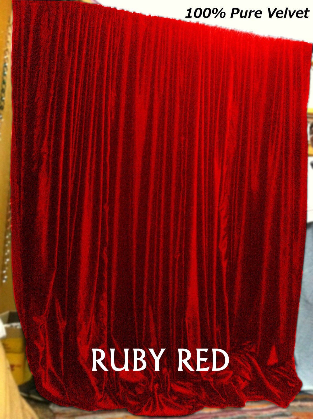 Ruby Red Velvet Curtains, 90 in W by 90 in H (ONE Panel) Vinatge Velvet Curtain, Absolute Blackout, Sound Proof, Window Curtains for Bedroom, Living-Room, Home Theater, Hall