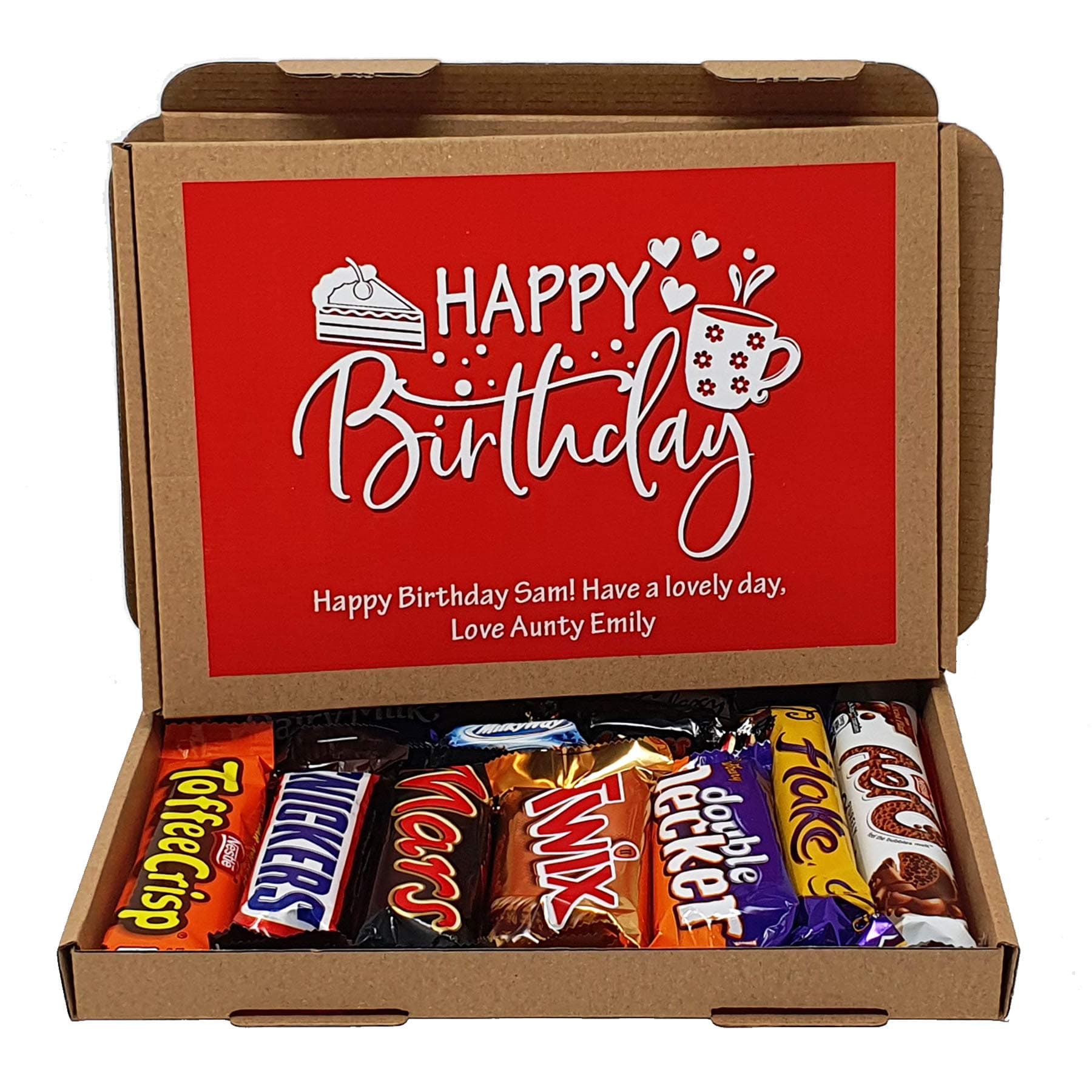 Personalised Birthday Chocolate Treats Box Gift Hamper Sweet Present - Lockdown 2021 - Gift for all ages (Red)