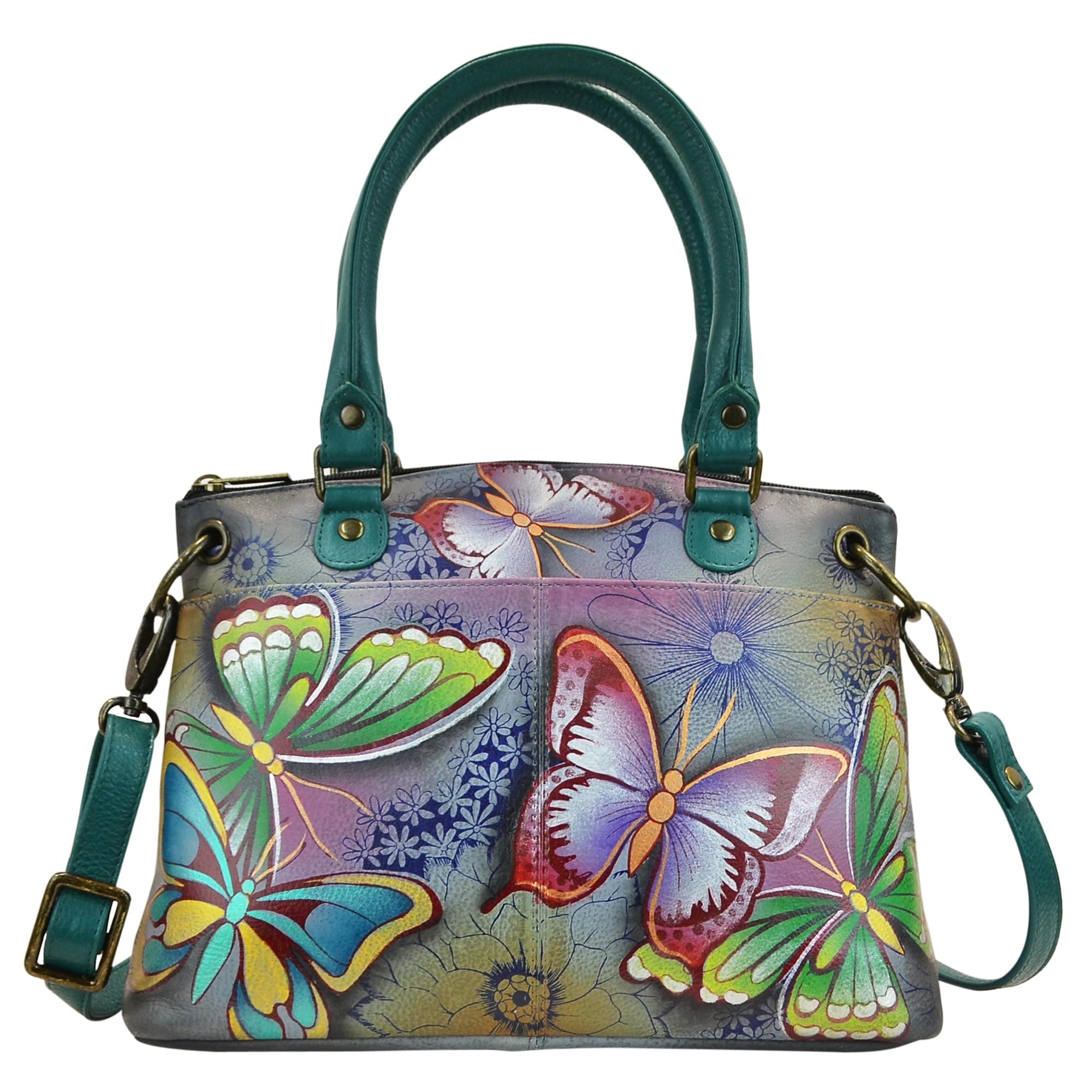 Women's Original Genuine Leather Hand-Painted Small Satchel - Leather Handbag for Women