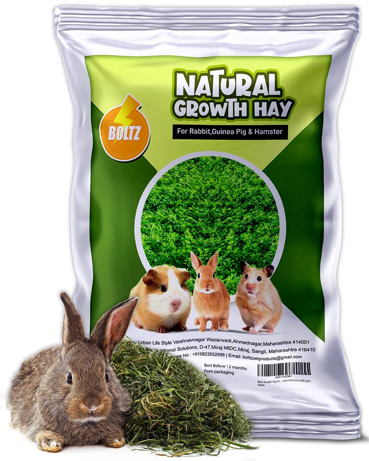 - Growth Hay 600 gm for Rabbits, Guinea Pigs and Hamsters and Other Small Animals, Medium Size Hay for Daily Feeding, (600 Gm)
