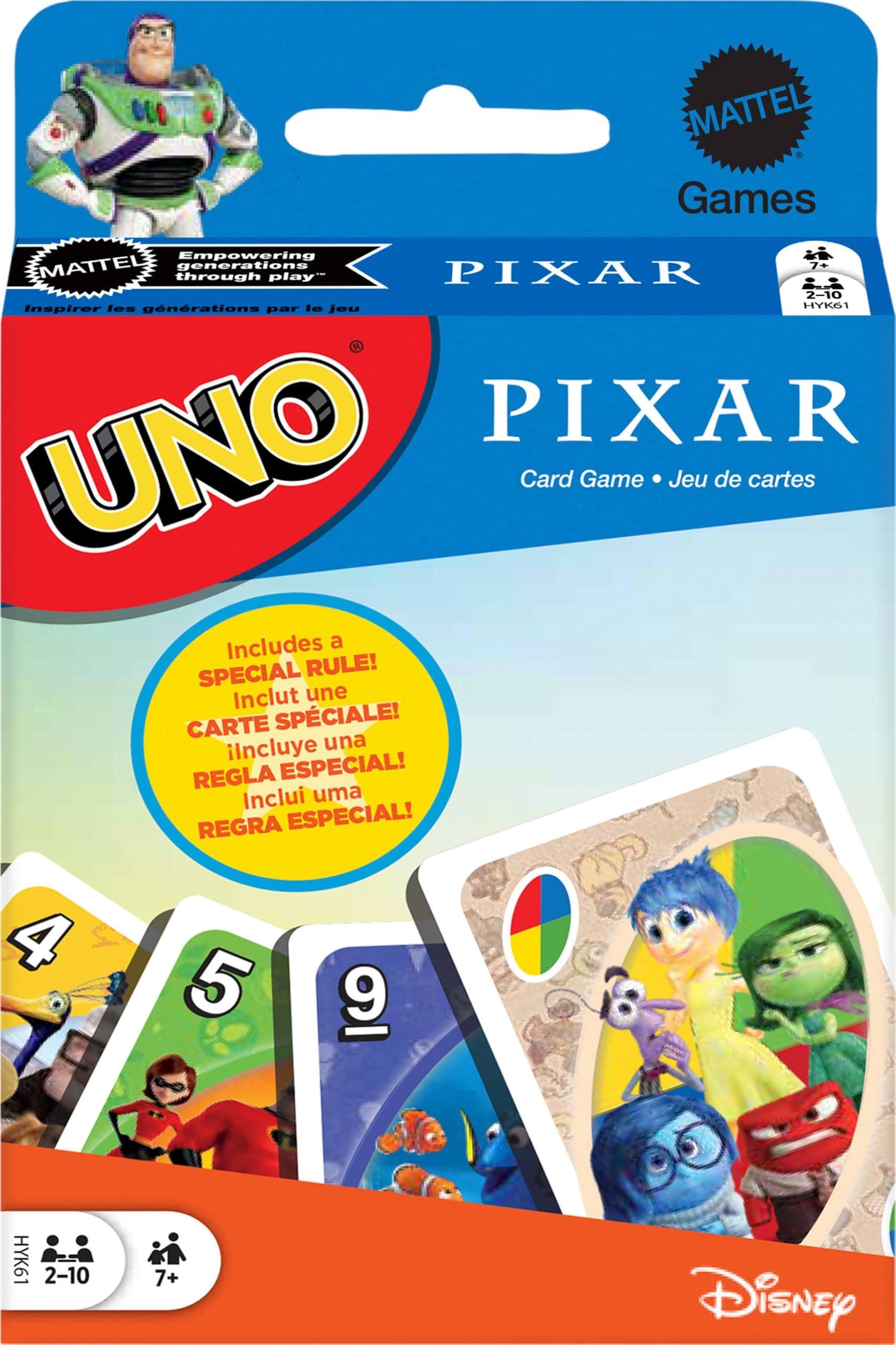 Mattel Games UNO Pixar Card Game for Kids, Adults & Family, Deck with Graphics & Rule Inspired by Movie Characters