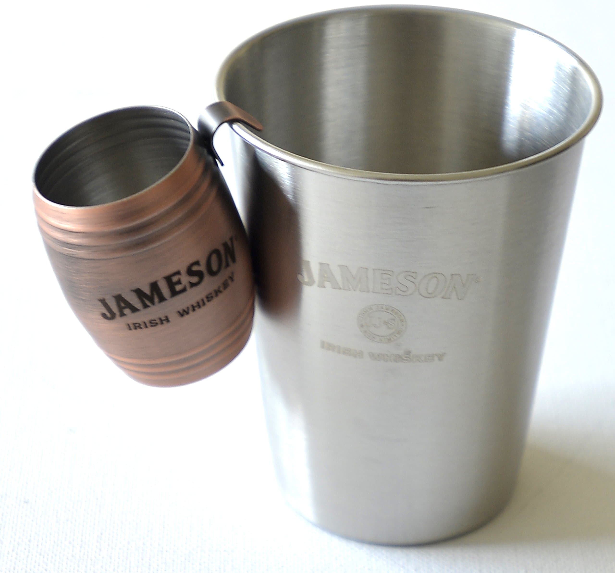 Jameson Whiskey Stainless Steel Tumbler with A Jameson Copper Shot Barrel