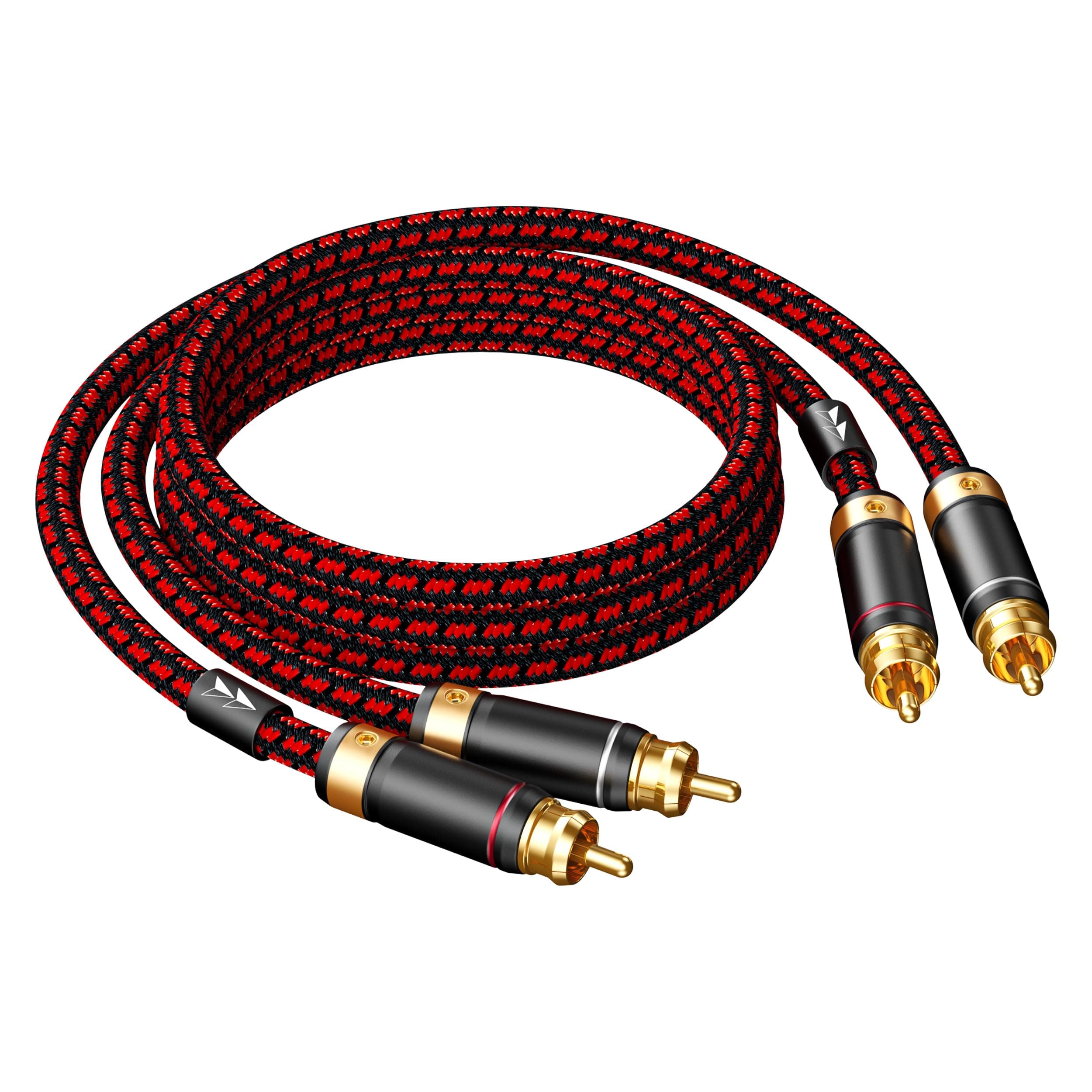 Auidophile 2RCA Male to 2RCA Male Stereo Subwoofer Audio Cable,Hi Fi, 3U Gold Plated | 4N Oxgen-Free Copper Core (4.9 Feet (1.5M))