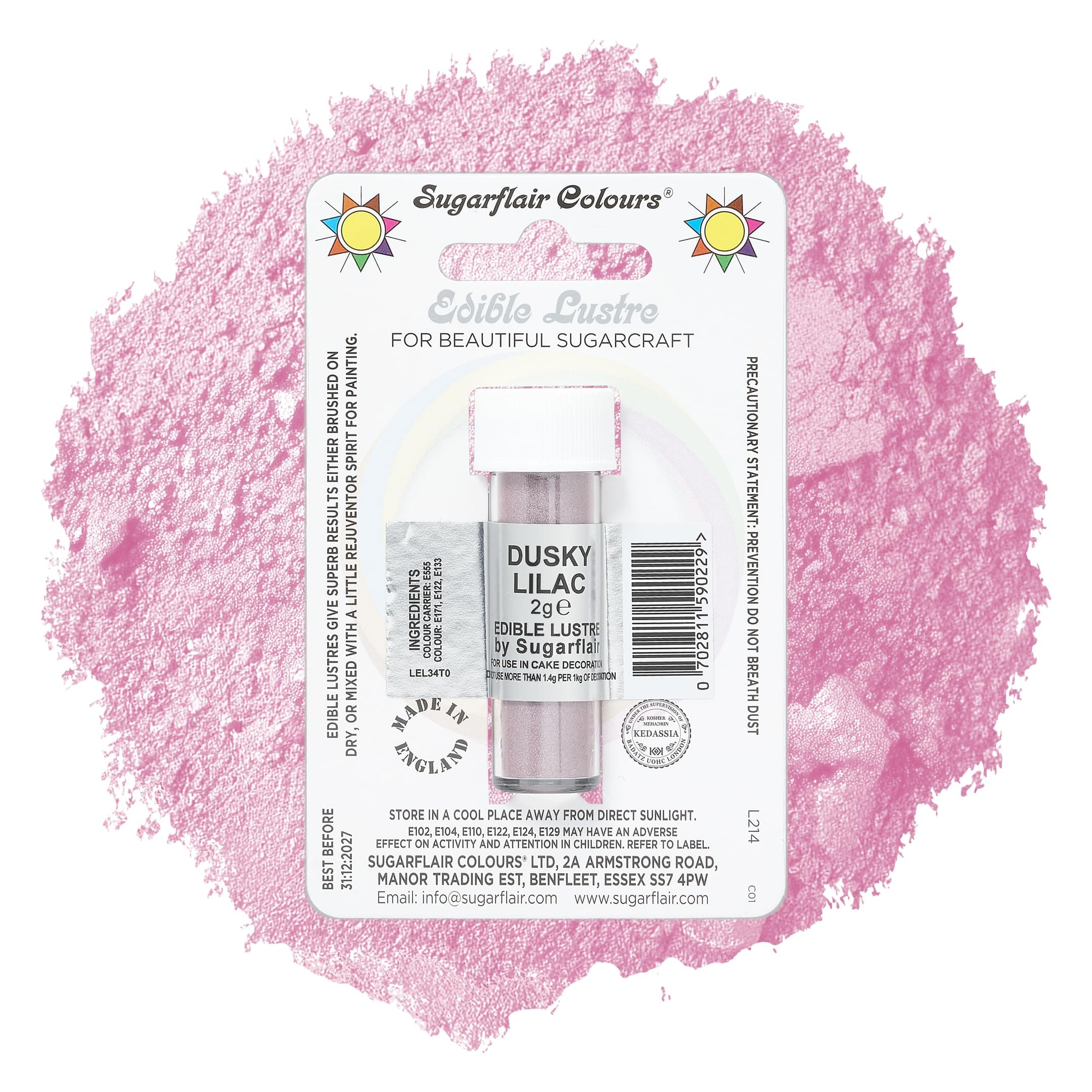 Sugarflair Dusky Lilac Edible Lustre Dust, Add a Lustrous Shine to Cakes or Decorations. Brush On or Add Rejuvenator to Create Eye-Catching Edible Paint, Gives Shine to Your Bakes - 2g