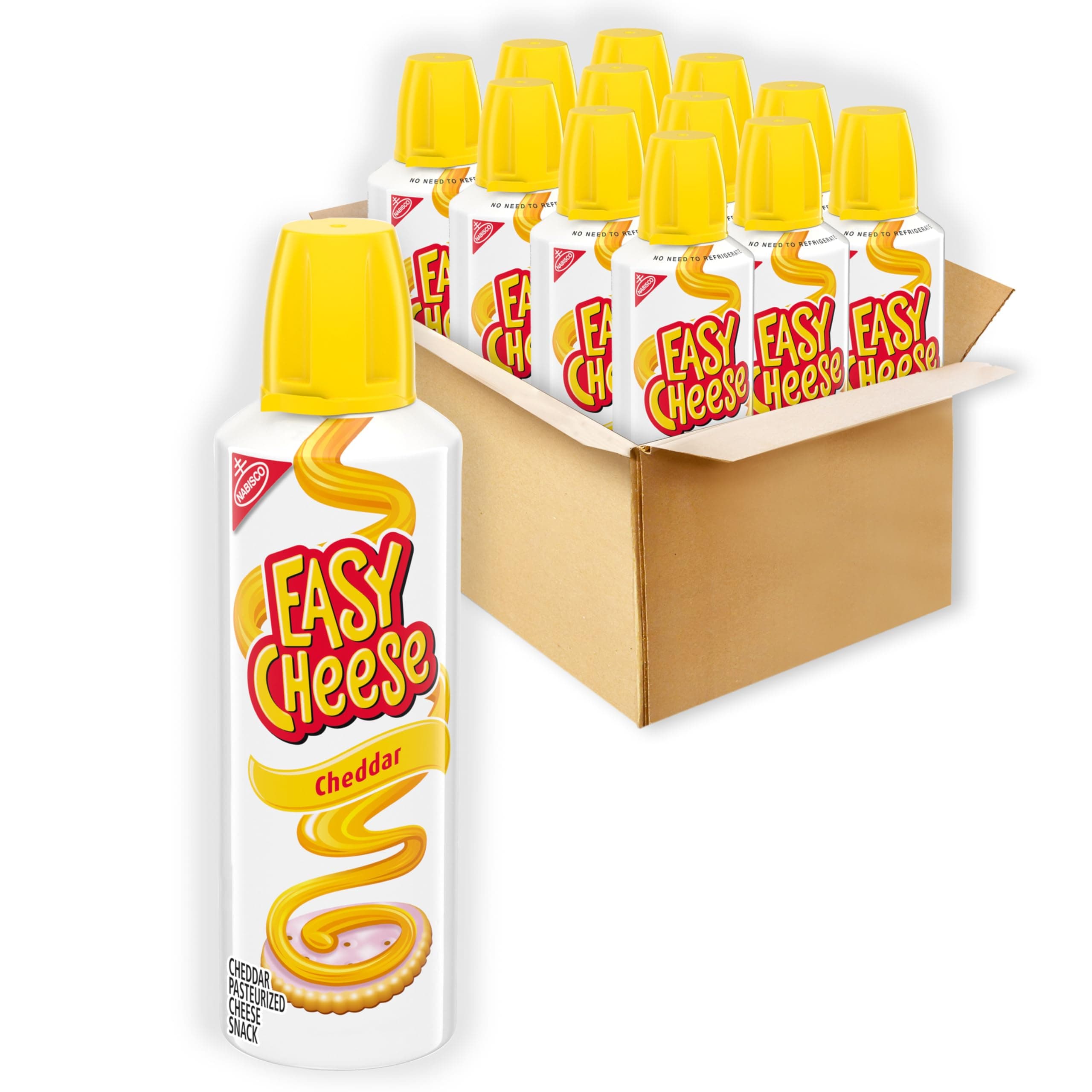 EASY CHEESE Cheddar Cheese Snack, 12-8 oz Cans