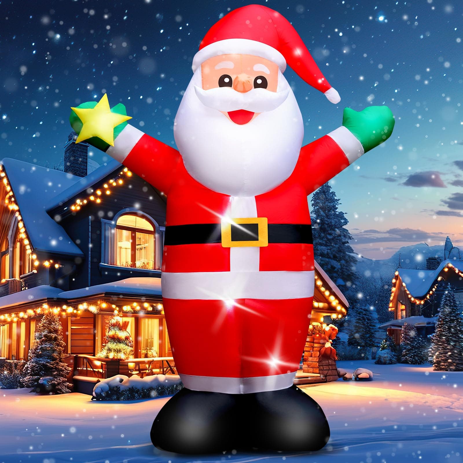 Christmas Inflatables Santa Outdoor Decoration: 8FT Blow Up Santa Claus Built-in LEDs Lighted Decor - Giant Standing Santa for Yard,Xmas Holiday Garden Lawn Decorations