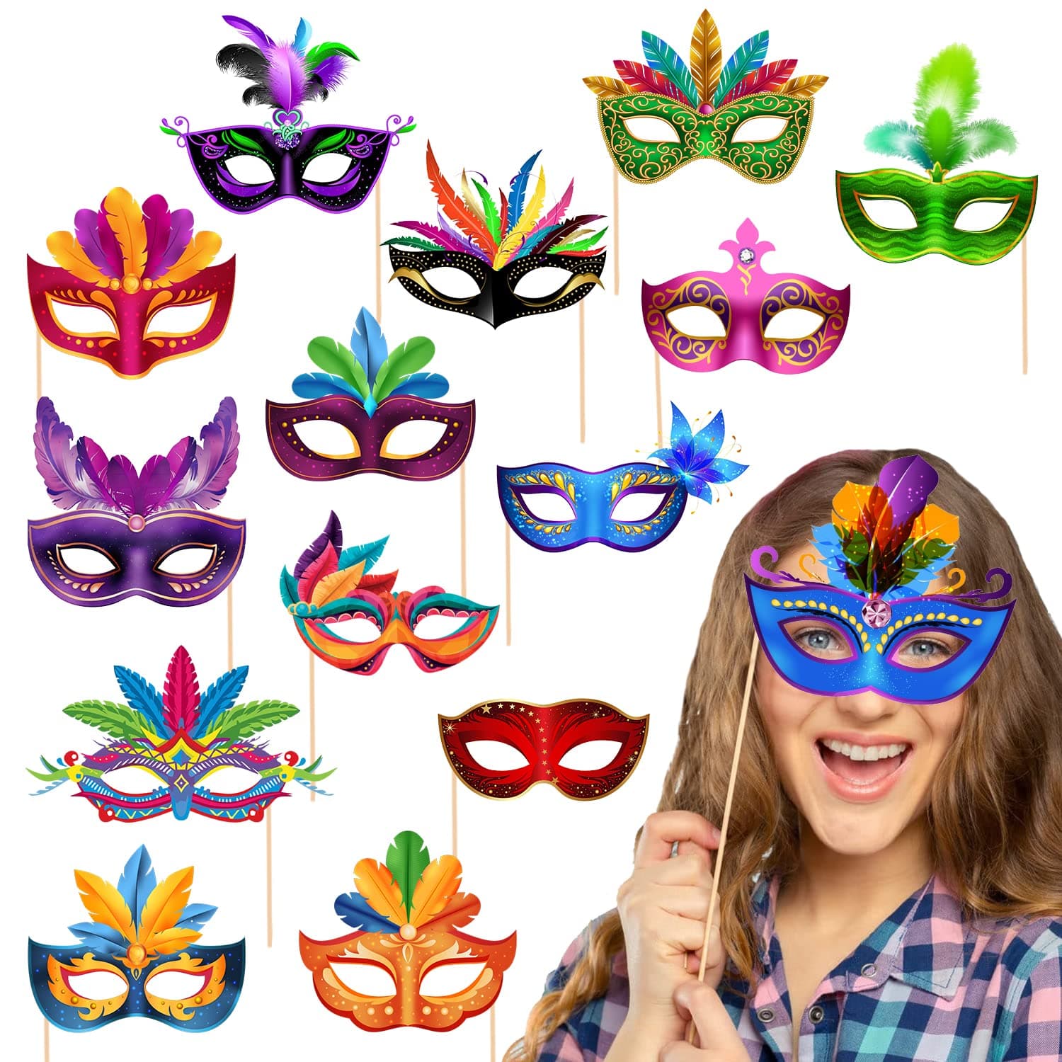 15 Pieces Bachelorette Party Props for Bride Photo Props Mask mask for Party Photo Booth Mask Props Indian