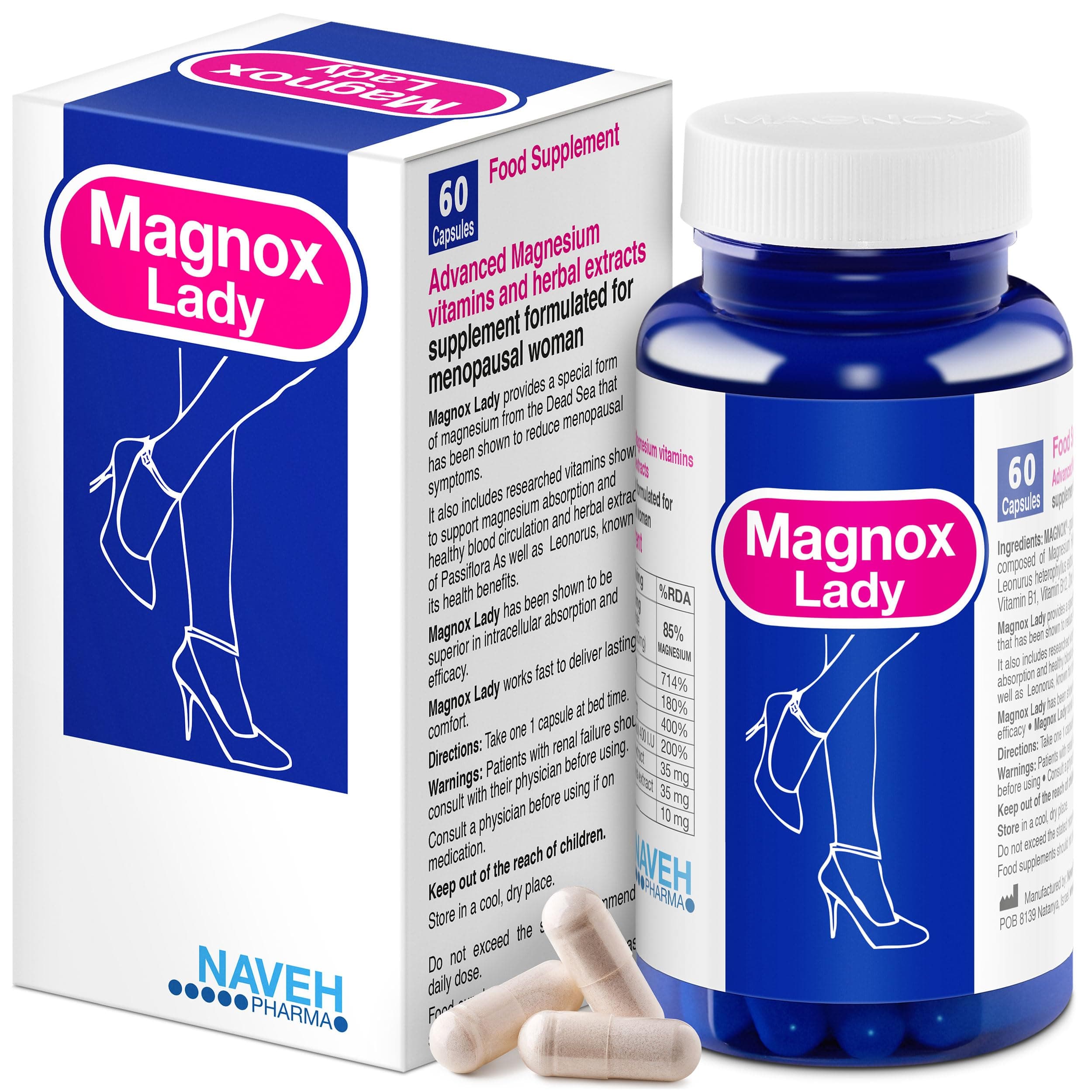 MAGNOX Lady Lady Magnesium Supplement Capsules (60), Reduces Pms And Menopausal Symptoms, By