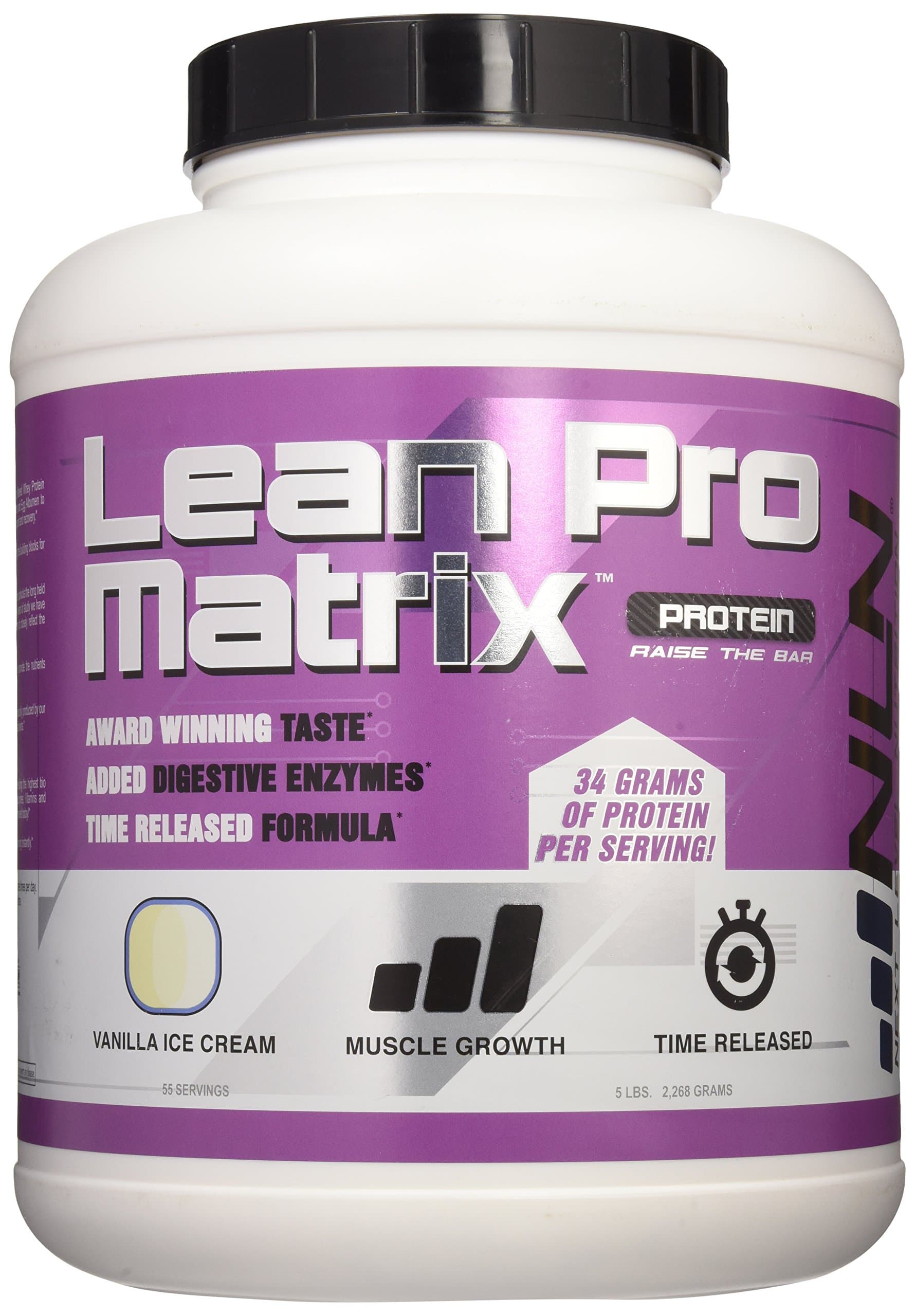 Lean PRO Matrix From Next Level Nutrition: 34 Grams of Protein Per Serving, Quality Protein Powder That Taste Amazing. Comprehensive Low Calorie Protein Drink, Low Carb Protein with Added Digestive Enzymes (Vanilla Ice Cream, 5 LB)