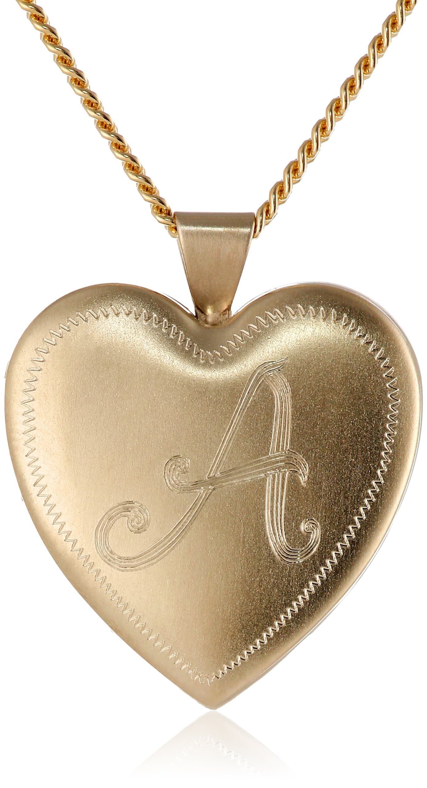 18k Gold-Plated Initial "A" Heart 26mm (1") Locket Necklace, 24"
