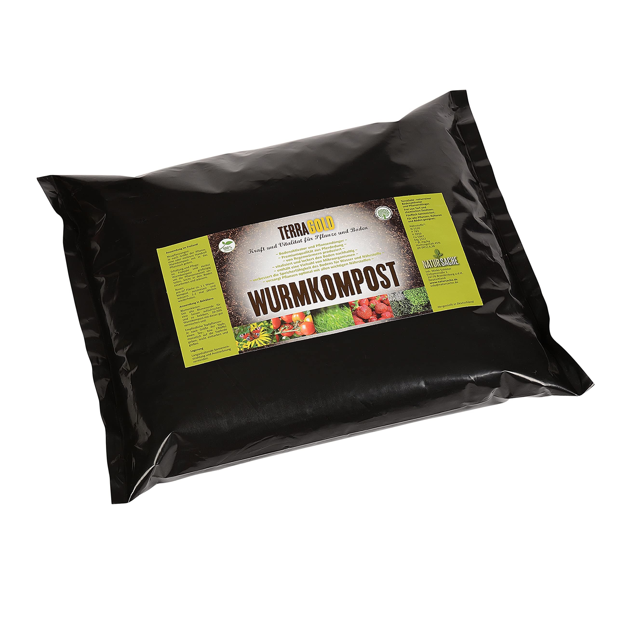 Worm Humus Terra Gold 25L of Wurmhandel – Premium Quality Pferdäpfeln Multi-Purpose Fertiliser for all Plants – Worm – Peat Free Compost For The Garden Or Home – Manufactured in the Havel BRANDEN Castle