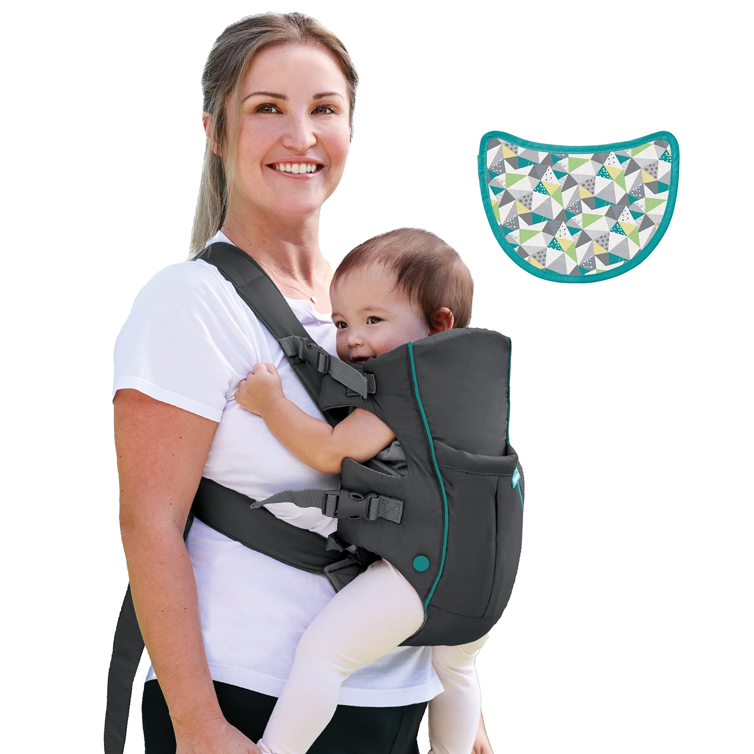 Swift Classic Baby Carrier, 2 Ways to Carry with Wonder Cover Bib, Adjustable Strap, Registry Essential, Baby Carrier for Newborn to Toddler 3,18-11,79kg, Gray
