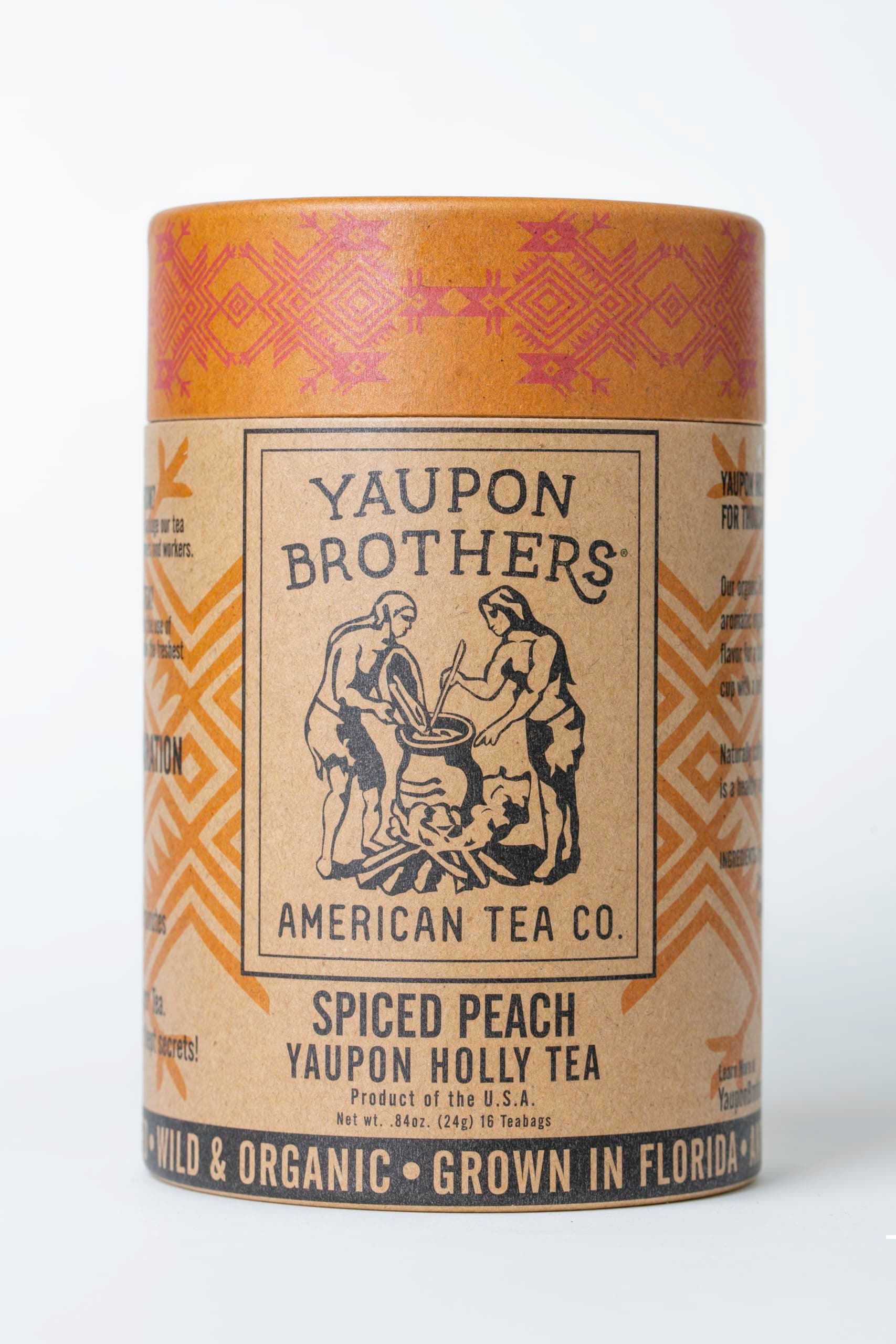 Yaupon Brothers Spiced Peach Yaupon Tea - 16 Eco-Friendly Yaupon Peach Tea Bags Crafted from Organic Peach Green Tea Ingredients & Antioxidant Rich - Pure Peach Tea Leaves in Fiber Bags