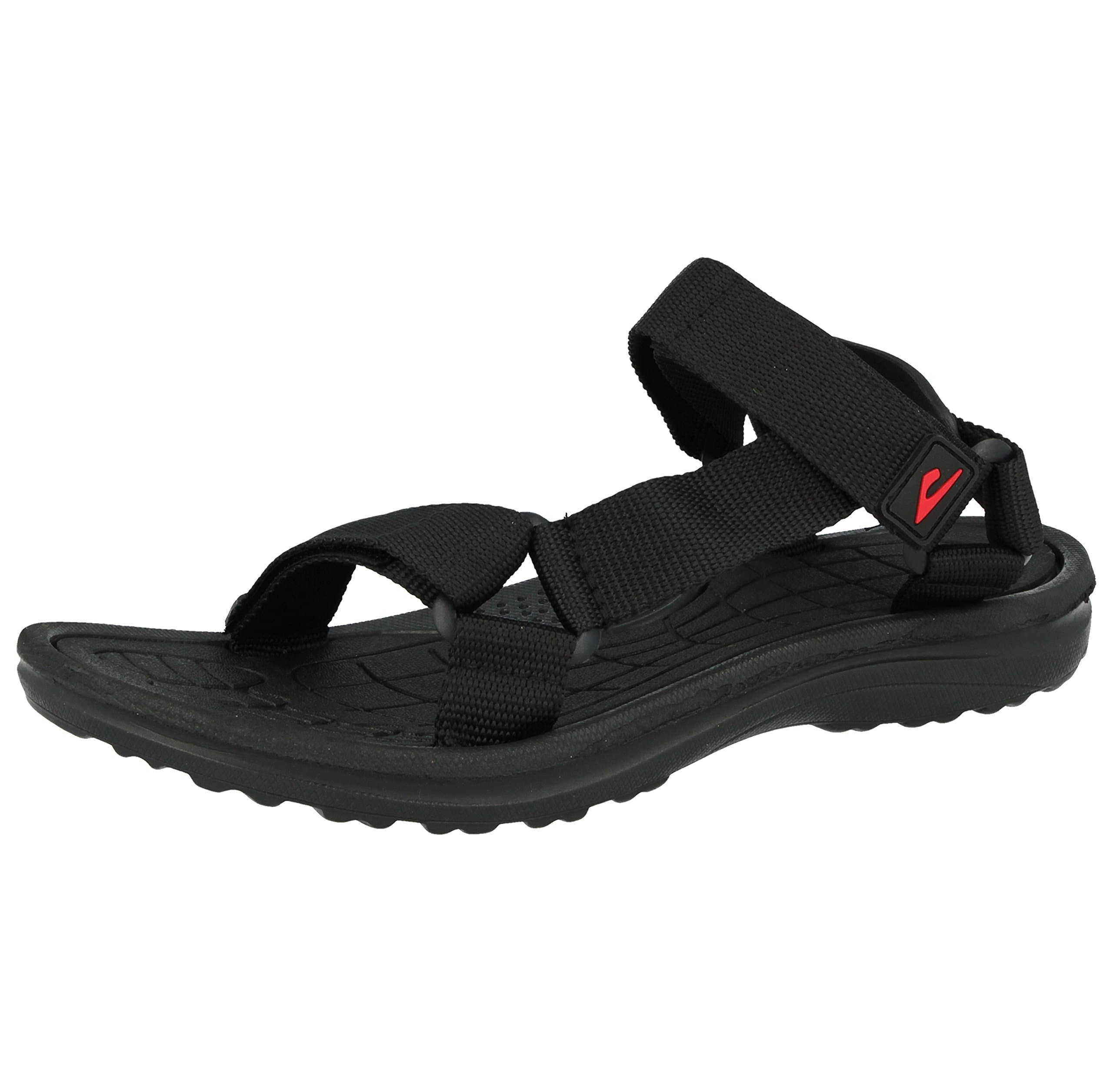 Galop Mens Ladies Unisex Textile Open Toe Strappy Touch Close Flat Hiking Walking Outdoors Beach Summer Sandals Size 3-12 (UK 6/ EU 40, Black Multi)