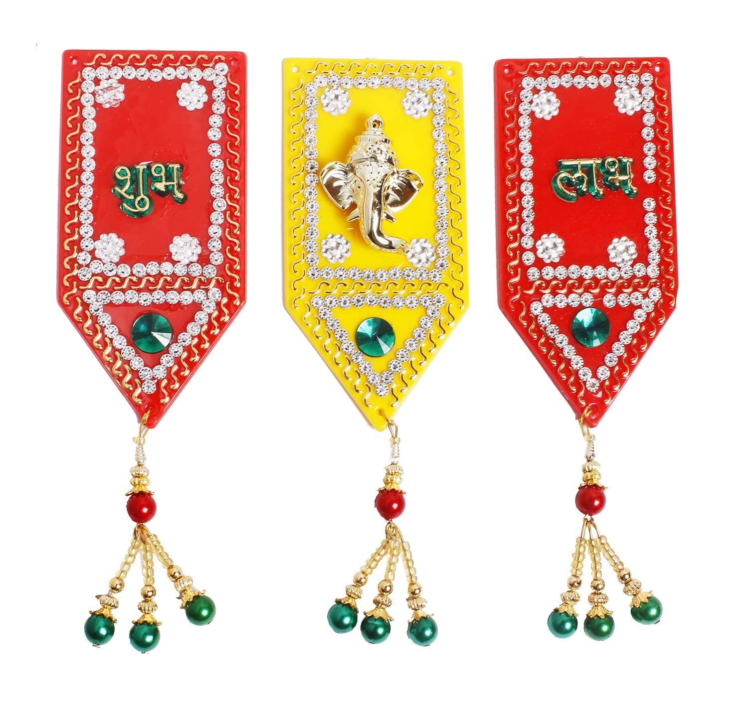 Diwali Ganesh Shubh Labh Acrylic Rangoli Floor Decorations Studded Stones Sequins Traditional Festive Home Decor