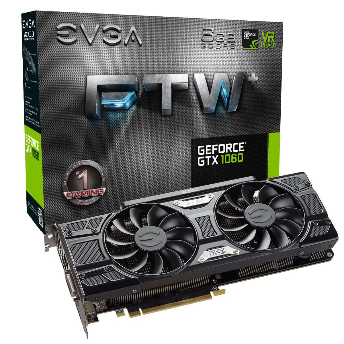 GeForce GTX 1060 6GB FTW+ GAMING ACX 3.0, 6GB GDDR5, LED, DX12 OSD Support (PXOC) Graphics Card 06G-P4-6368-KR