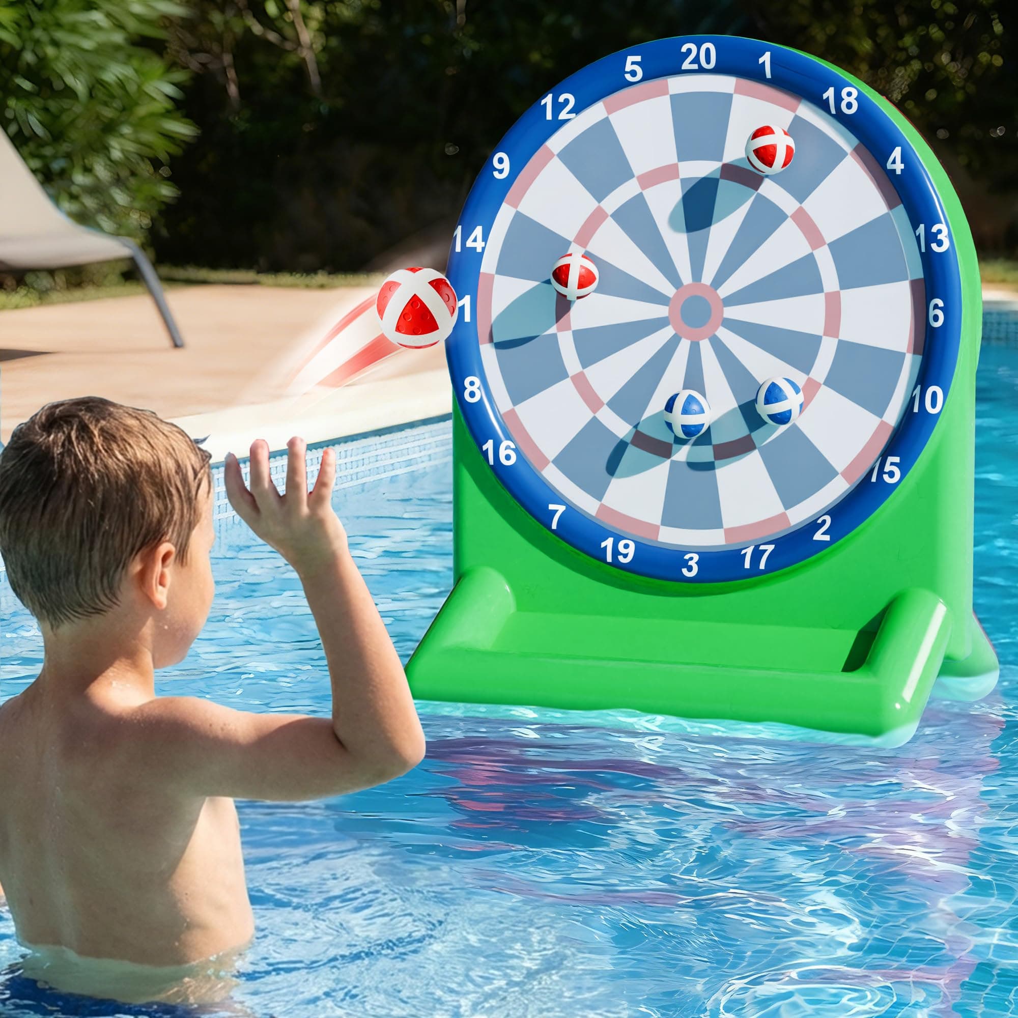 iPlay, iLearn Kids Fun Pool Toys, Inflatable Dart Board Water Games, Swimming Pool Floats, Beach Yard Outdoor Play, Backyard Party Birthday Gift for 6 7 8 9 10 12 Years Old Boys Girls Teen Adult-Green