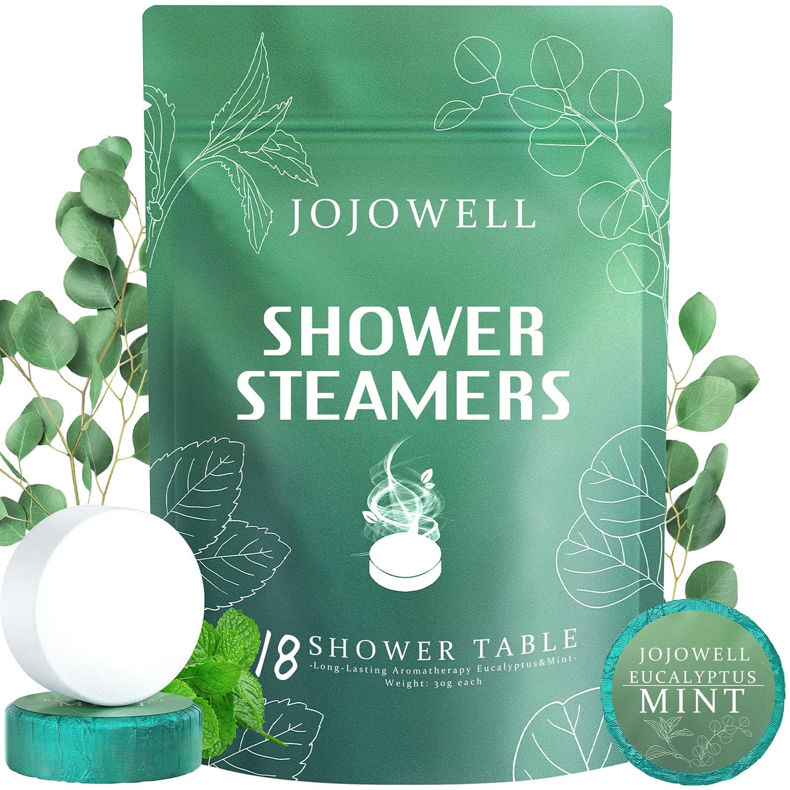 Shower Steamers Aromatherapy 18 Pack - Eucalyptus for Shower, Birthday Gifts for Women Men, Nasal Relief Self Care Spa Gifts, Eucalyptus & Mint, Easter Basket Stuffers Essentials for Teens Adults