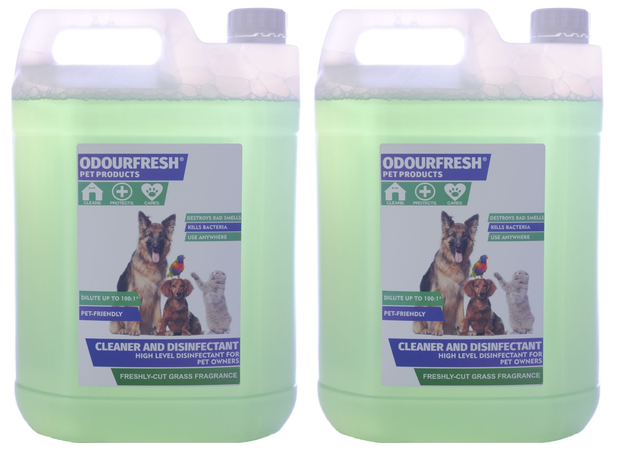 Odourfresh Freshly Cut Grass Pet Disinfectant 2x5L - Disinfectant, Astroturf and Artificial Grass Cleaner & Deodoriser