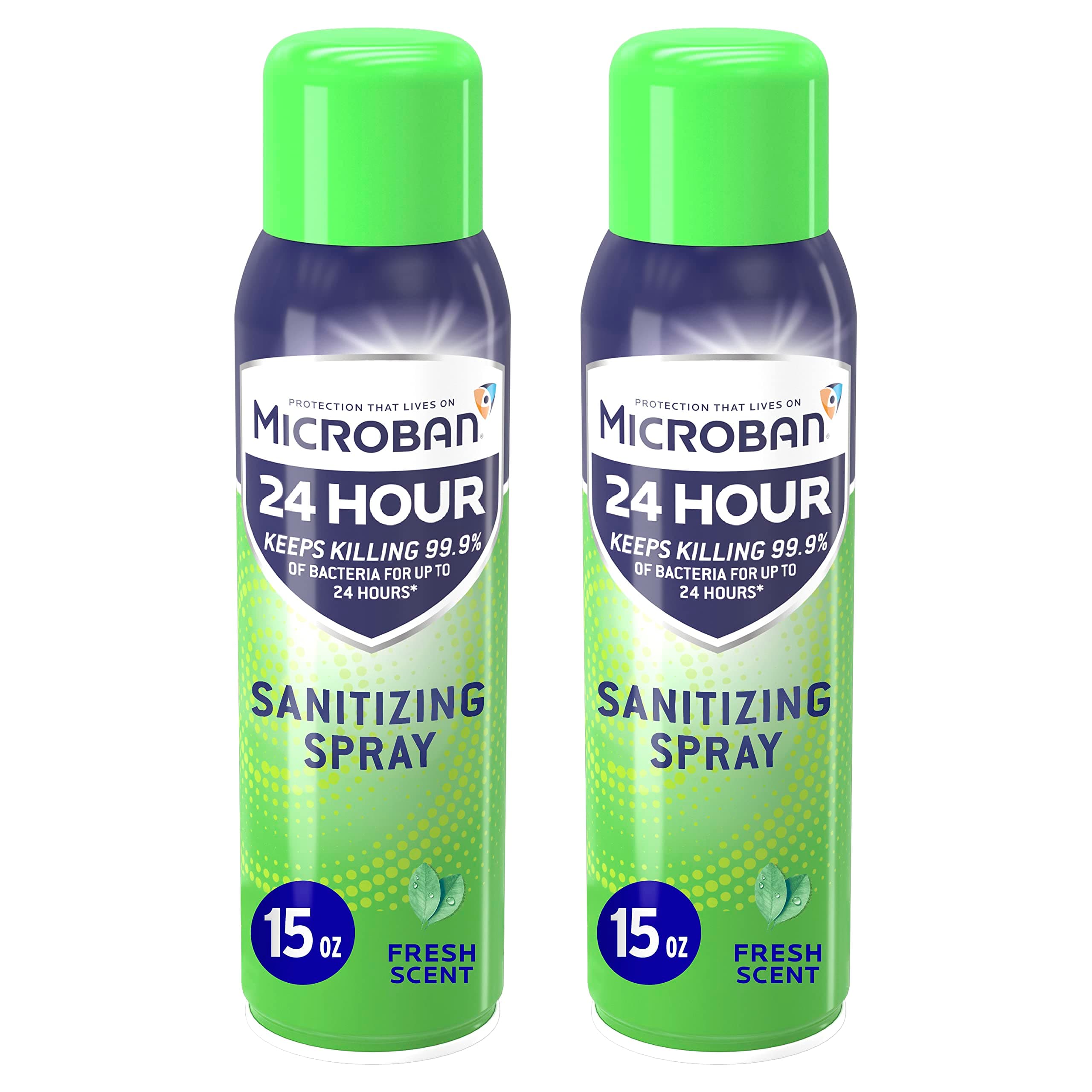 Disinfectant Spray, 24 Hour Sanitizing and Antibacterial Spray, Sanitizing Spray, Fresh Scent, 2 Count (15oz Each)