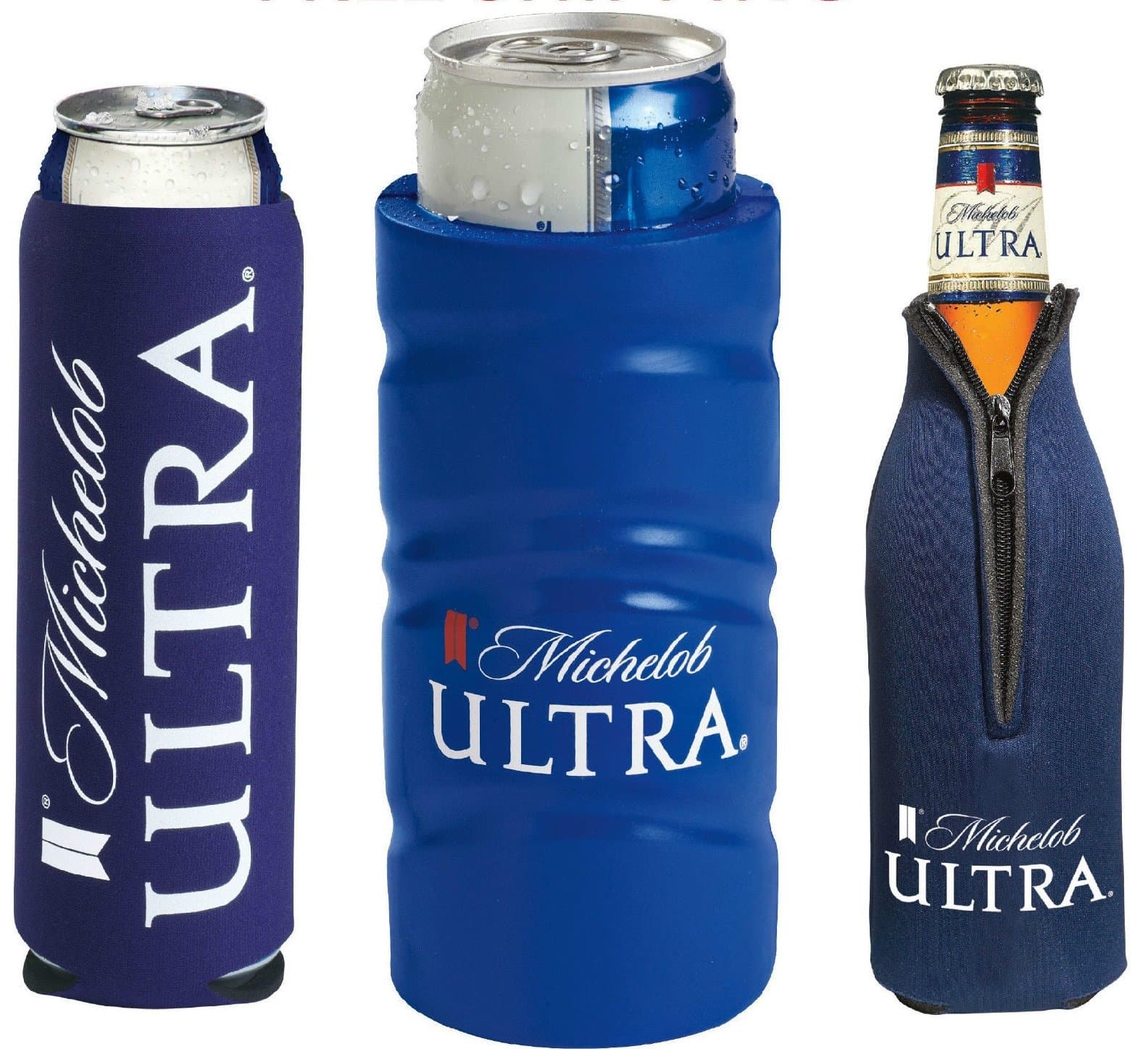 Michelob Ultra Slim Can Cooler Foam Cooler and Bottle Golf Cooler - Set of 3