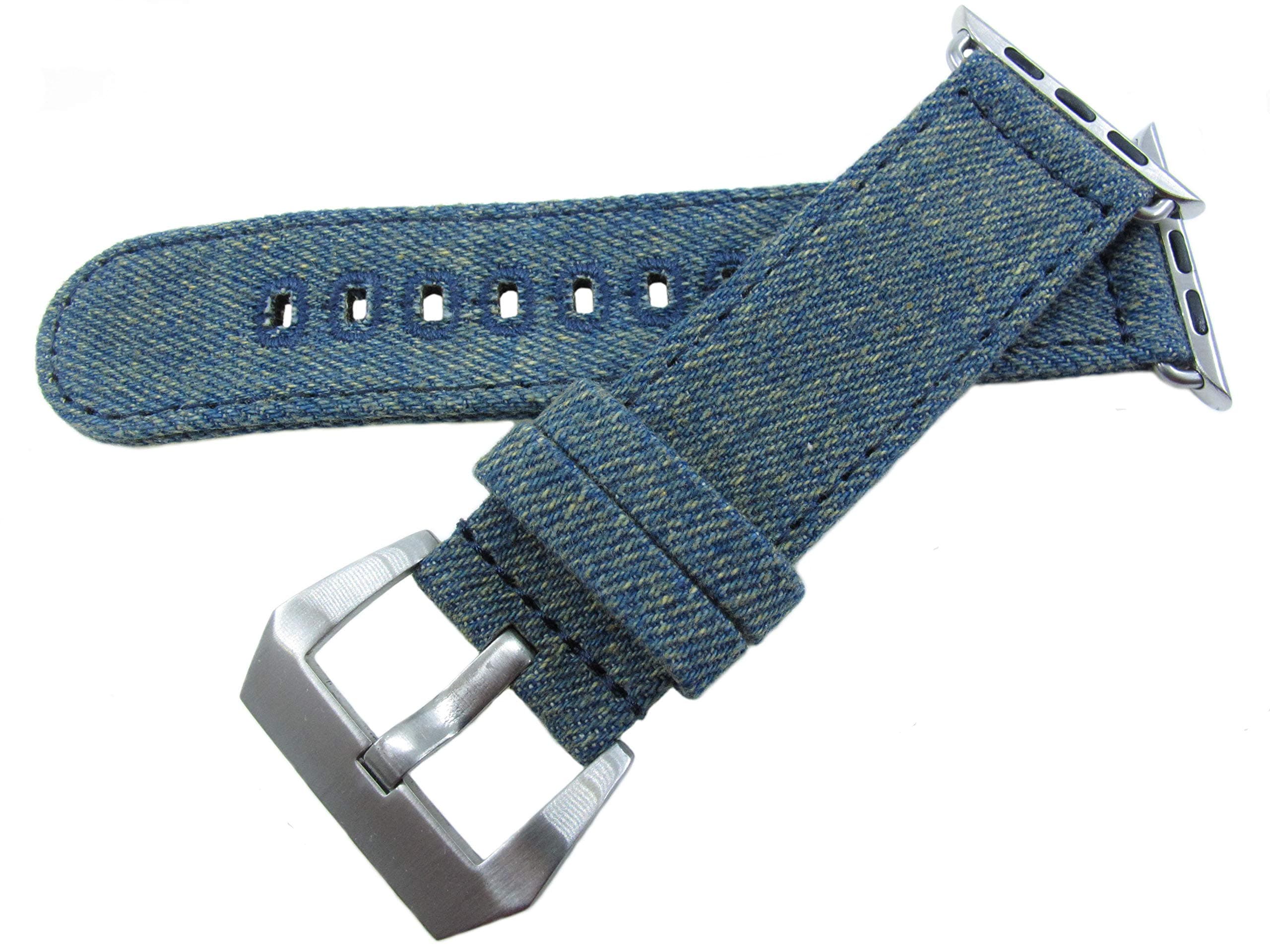 JRRS7777 Compatible Apple Watch 42mm Canvas Denim Blue Camouflage