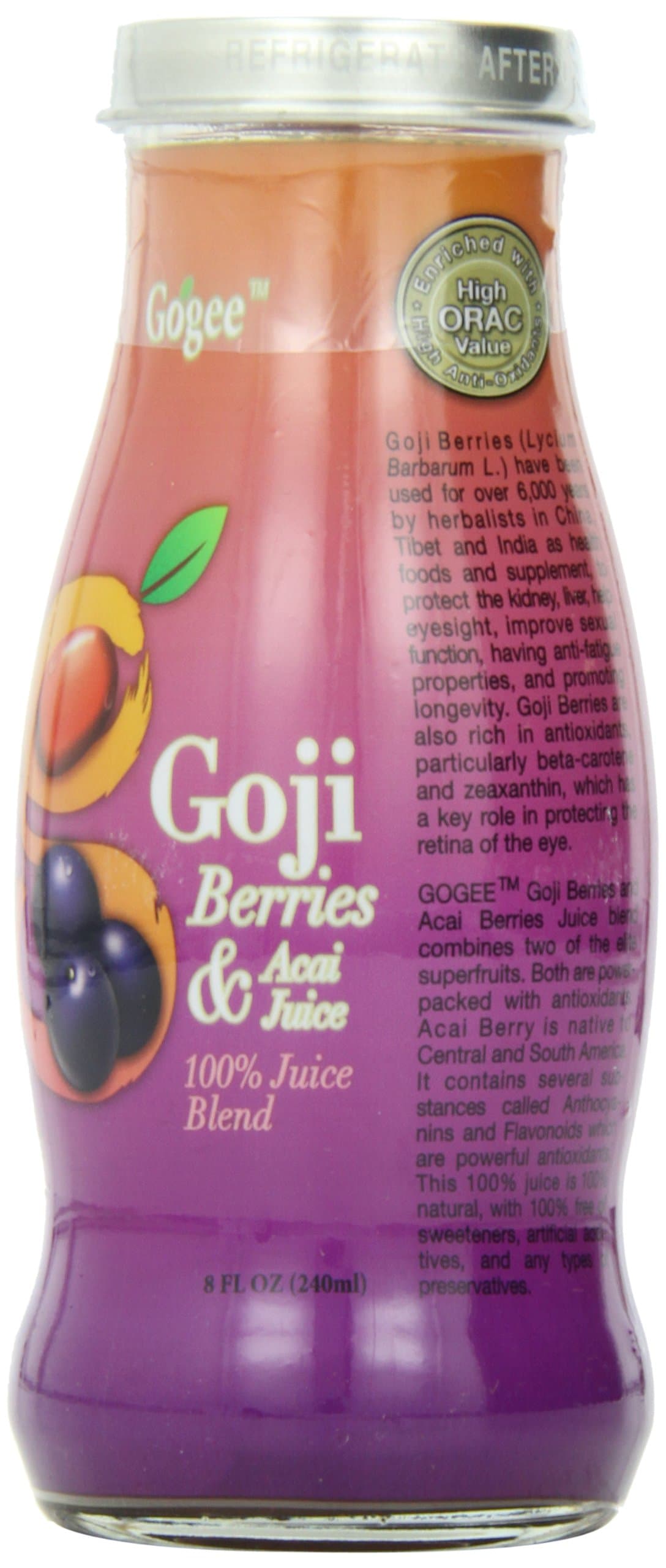 GOGEE Goji Berries Acai Juice (240 ml), 8 Ounce (Pack of 12)