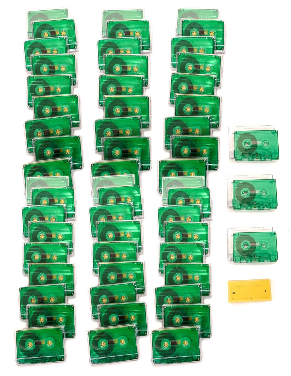 IMIXID/FYDELITY Blank C-60 Normal Bias Audio Cassette Tape 60 Minutes| 50 +10 Free Bonus Pack | Transparent Crystal Green Mixed Tape