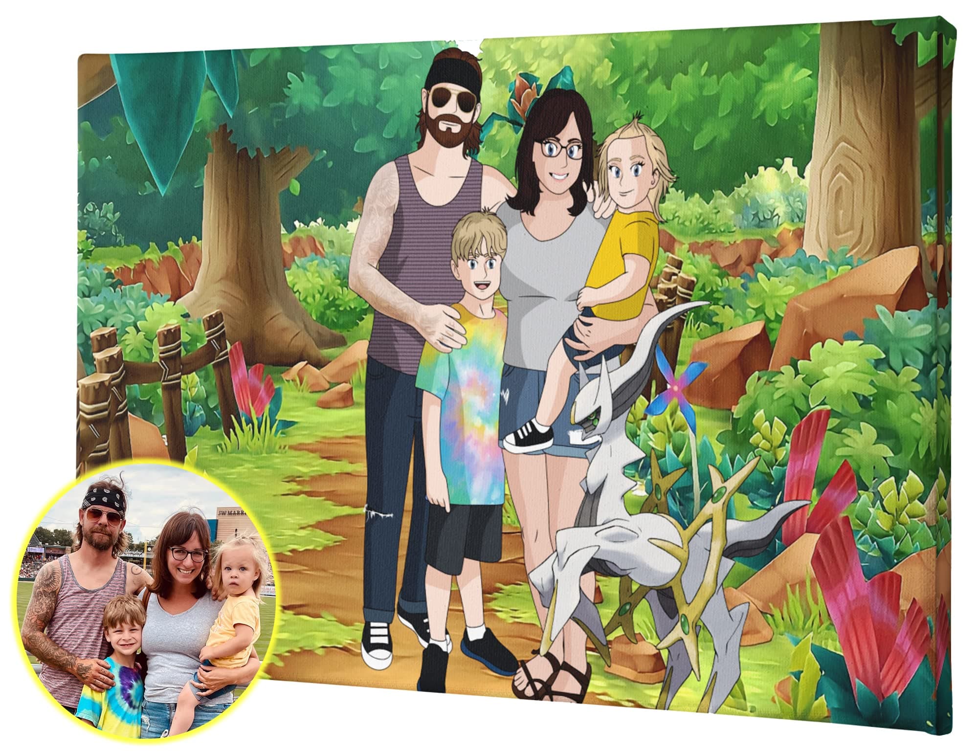 iToonifyOne-of-a-Kind Cartoon Art Portrait of Yourself - Get a Personalized Hand-Drawn Masterpiece with Customizable Backgrounds and Print Formats. Custom Poke Cartoon Family Portrait