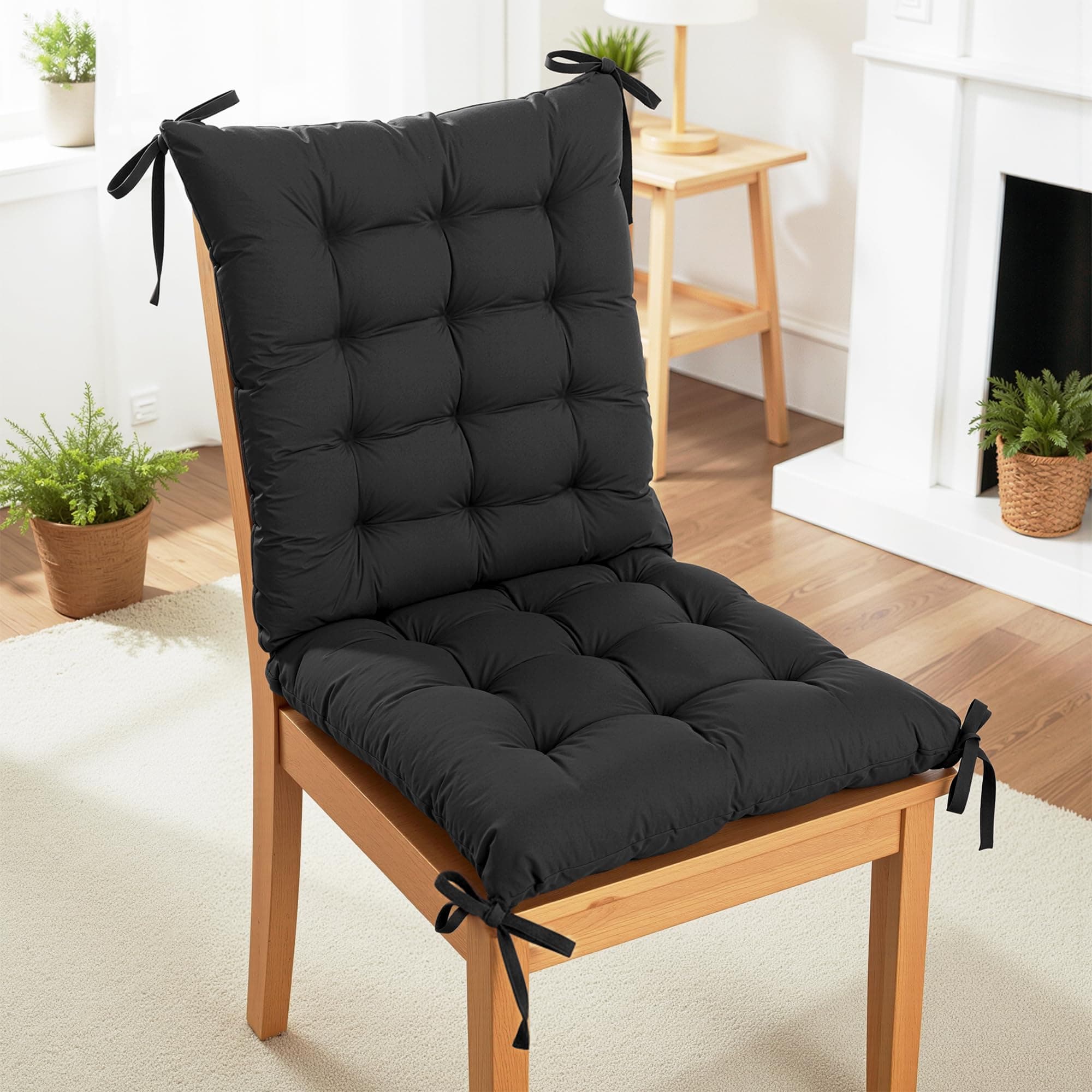 Kuber Industries Microfibre Soft Home Cotton Cushion Long Chair Pad|Cushion for Indoor/Outdoor|Home Office Garden D cor|Size 114 x 40 x 9 CM (Black)-KUBMART11917