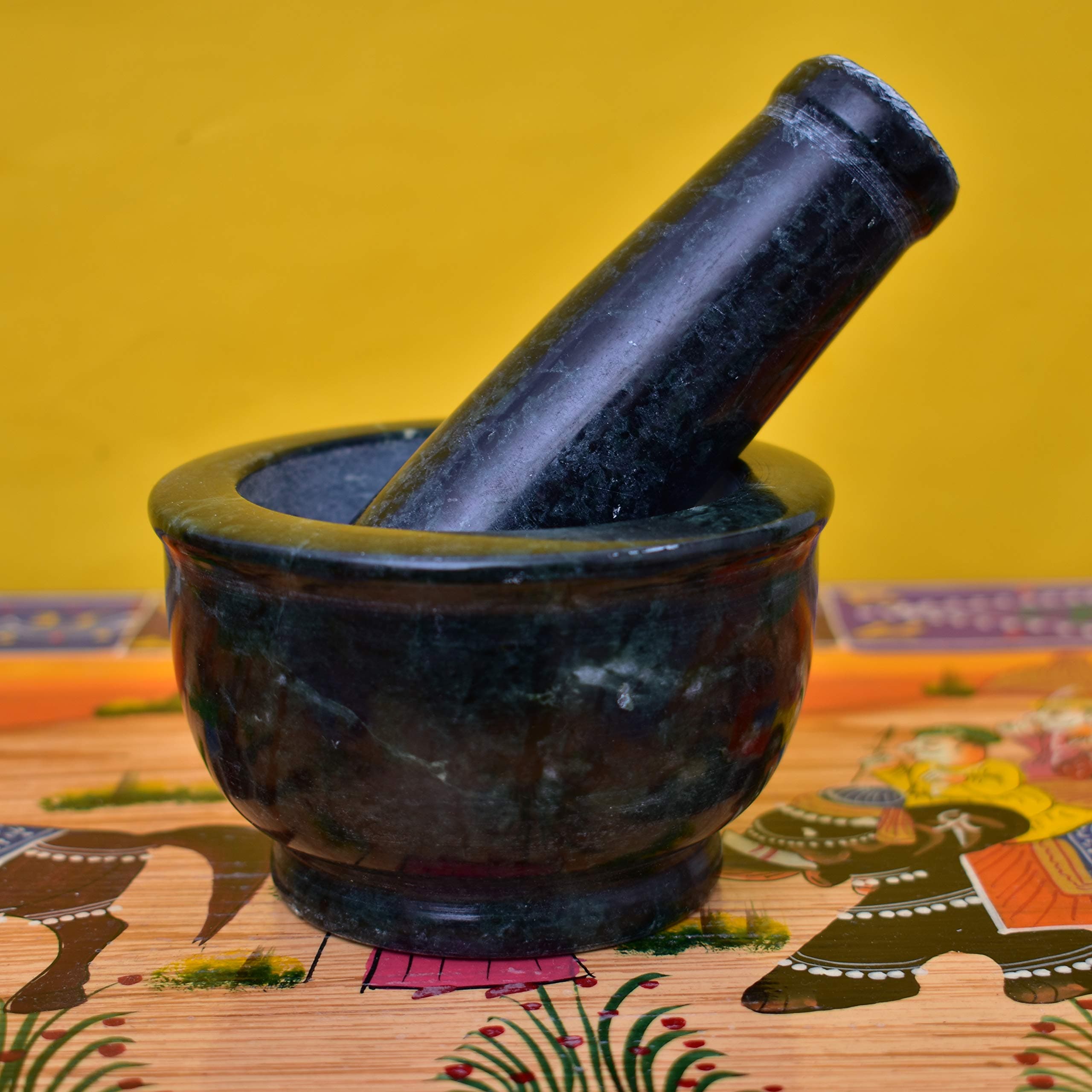 KunhaR Gray Night Marble Stone Mortar | Marble Pestle | Marble Okhli | Marble Musal Set As Spice, Medicine Grinder Masher