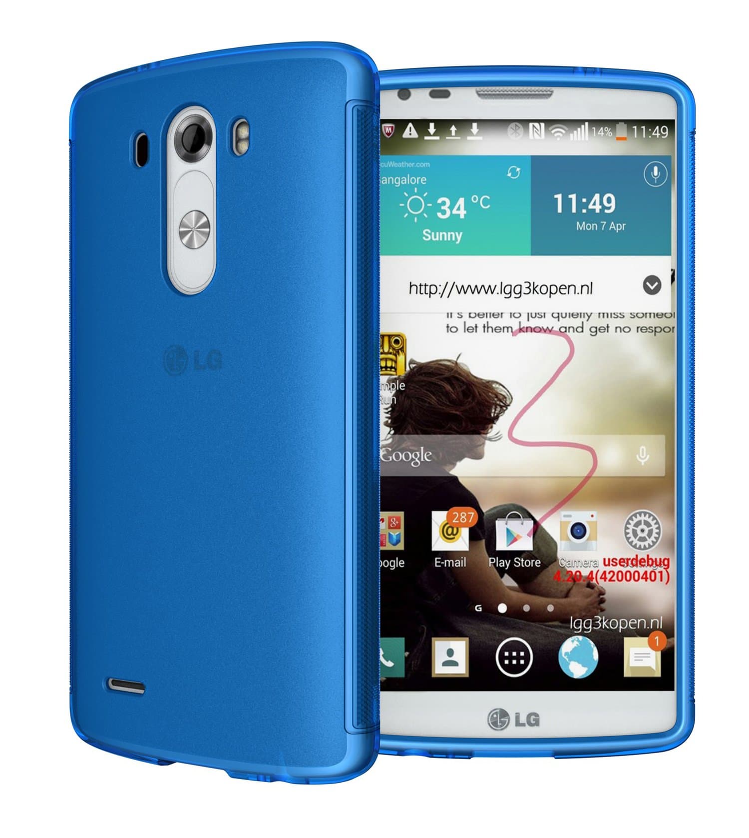 Hyperion Matte TPU Protective Case / Cover for LG Optimus G3 Cell Phone (Fits all LG Optimus G3 [Possible model numbers: D850, D830, VS985, D851, D972] US and International models and carriers)2 Year NO HASSLE Warranty - BLUE