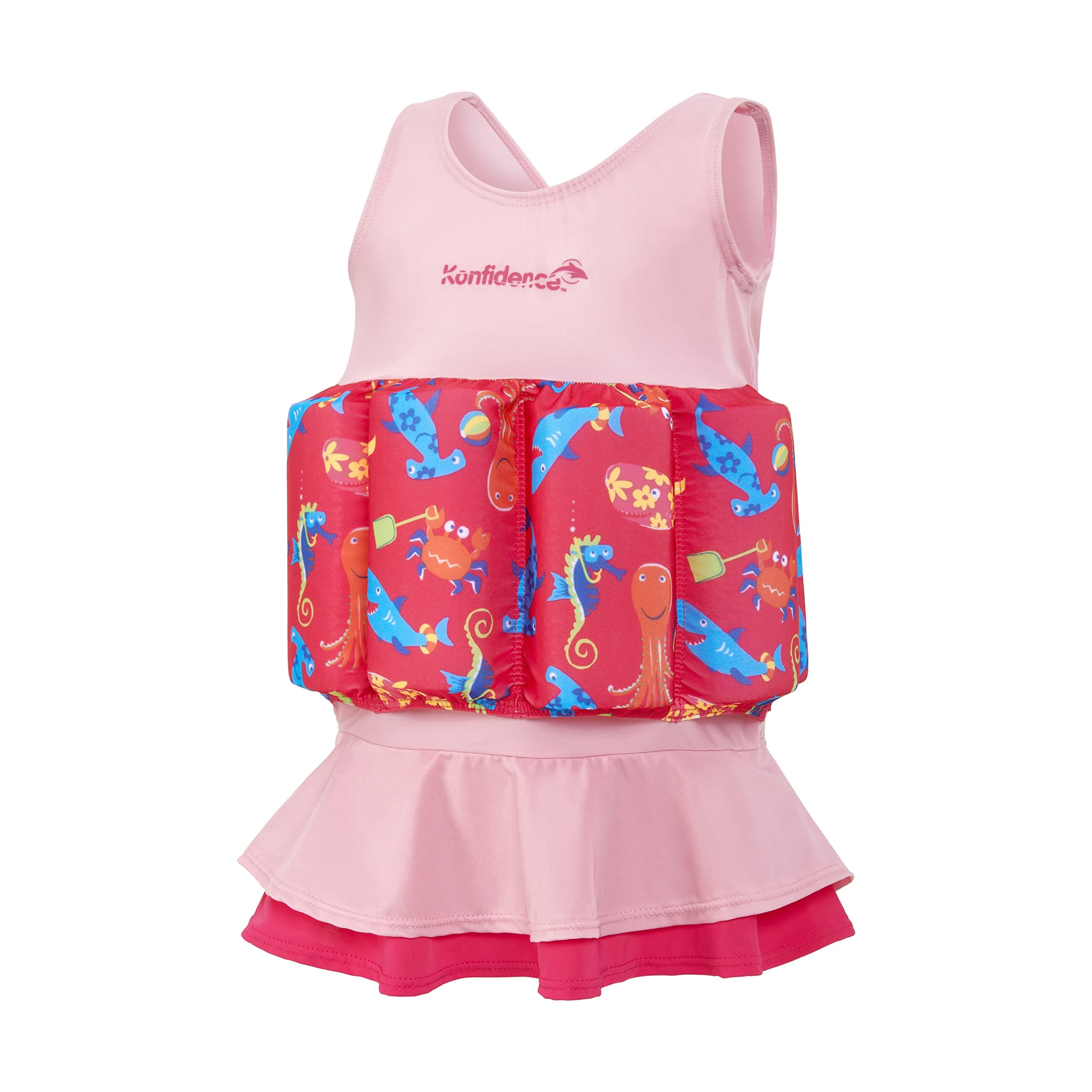 KonfidenceFloat suit - Traditional Kids Swimsuit for 1-5 Years with Adjustable Buoyancy/Removable Foam Floats - Super Soft,Flexible Lycra