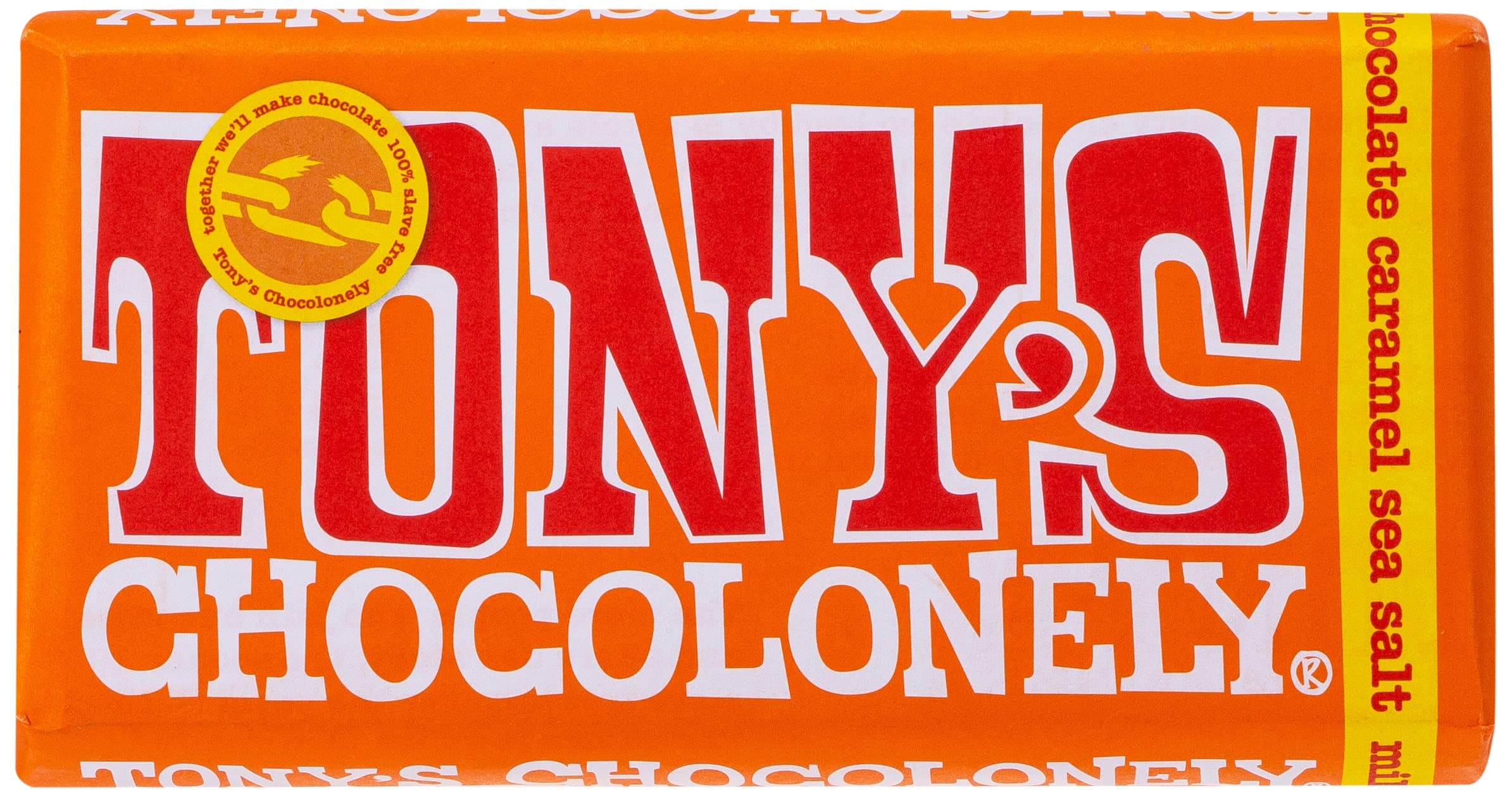 Tony'S Chocolonely Milk Chocolate Caramel And Sea Salt, 180 Gm
