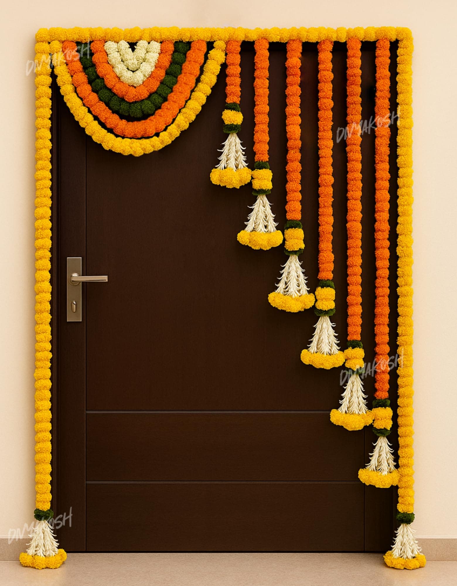 Marigold Flower Full Door Decoration for 3 FT Door | Decoration Items for Home, Main Door, Mandir,Event,Party|Thoranam for Entrance Door, Torans,Banderwal for Home Door |41 Inches