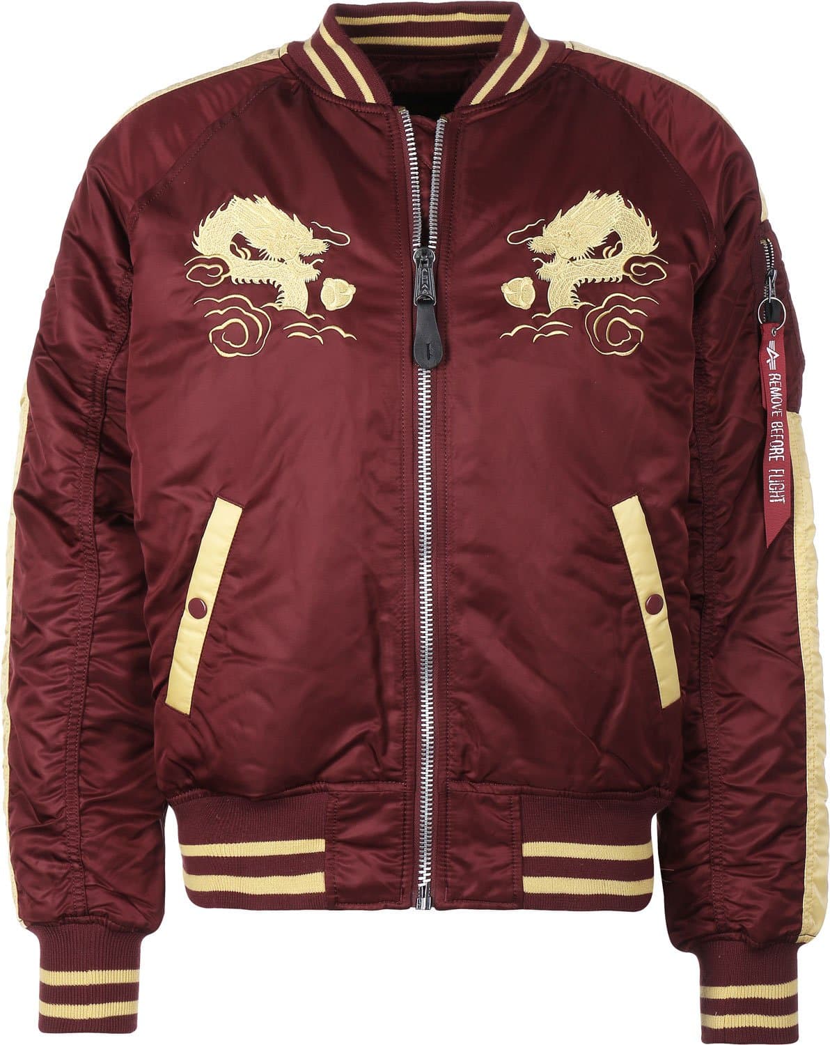 Alpha Industries Mens Souvenir Japan Dragon Bomber Jacket (S, Burgundy)