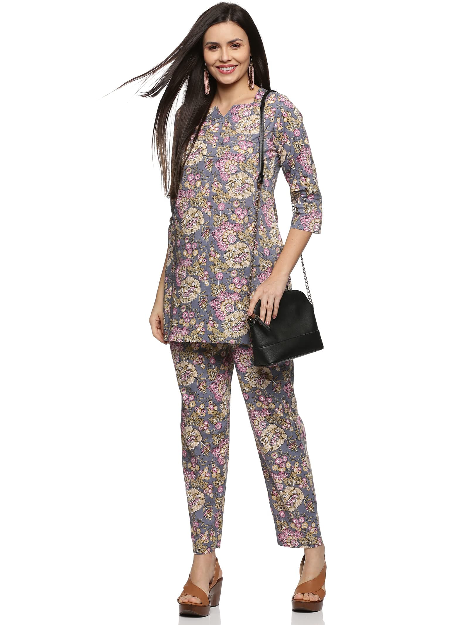 RAJMANDIRFABRICSWomen's Cotton Printed Night Suit Set Top And Pajama Set