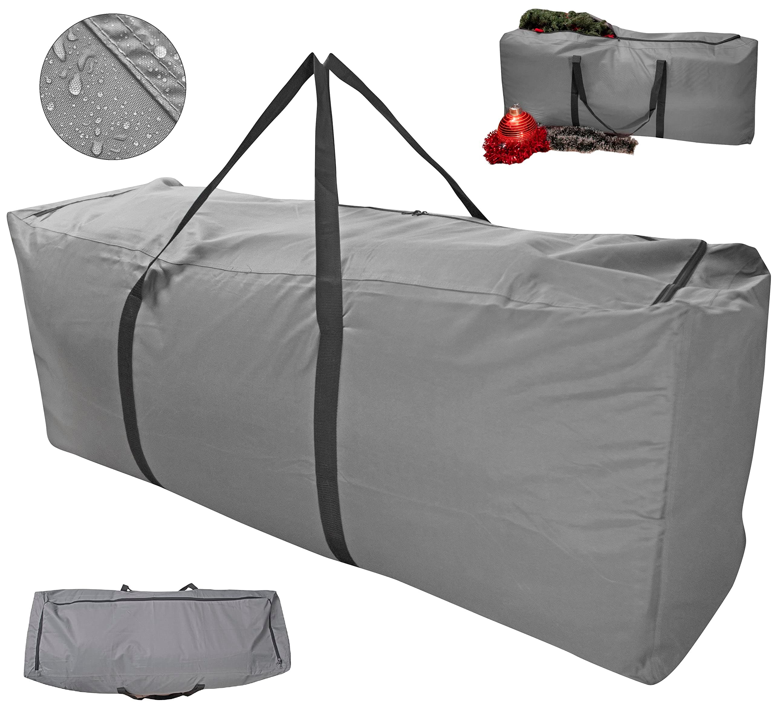 Kingsbridge Christmas Tree Storage Bag XL-Double Stitched Seams on Waterproof 600D Fabric-For 7ft/9ft Trees-3 Way Zip for Easy Loading-LxWxH 140cmx45cmx55cm Xmas Tree Storage Bag