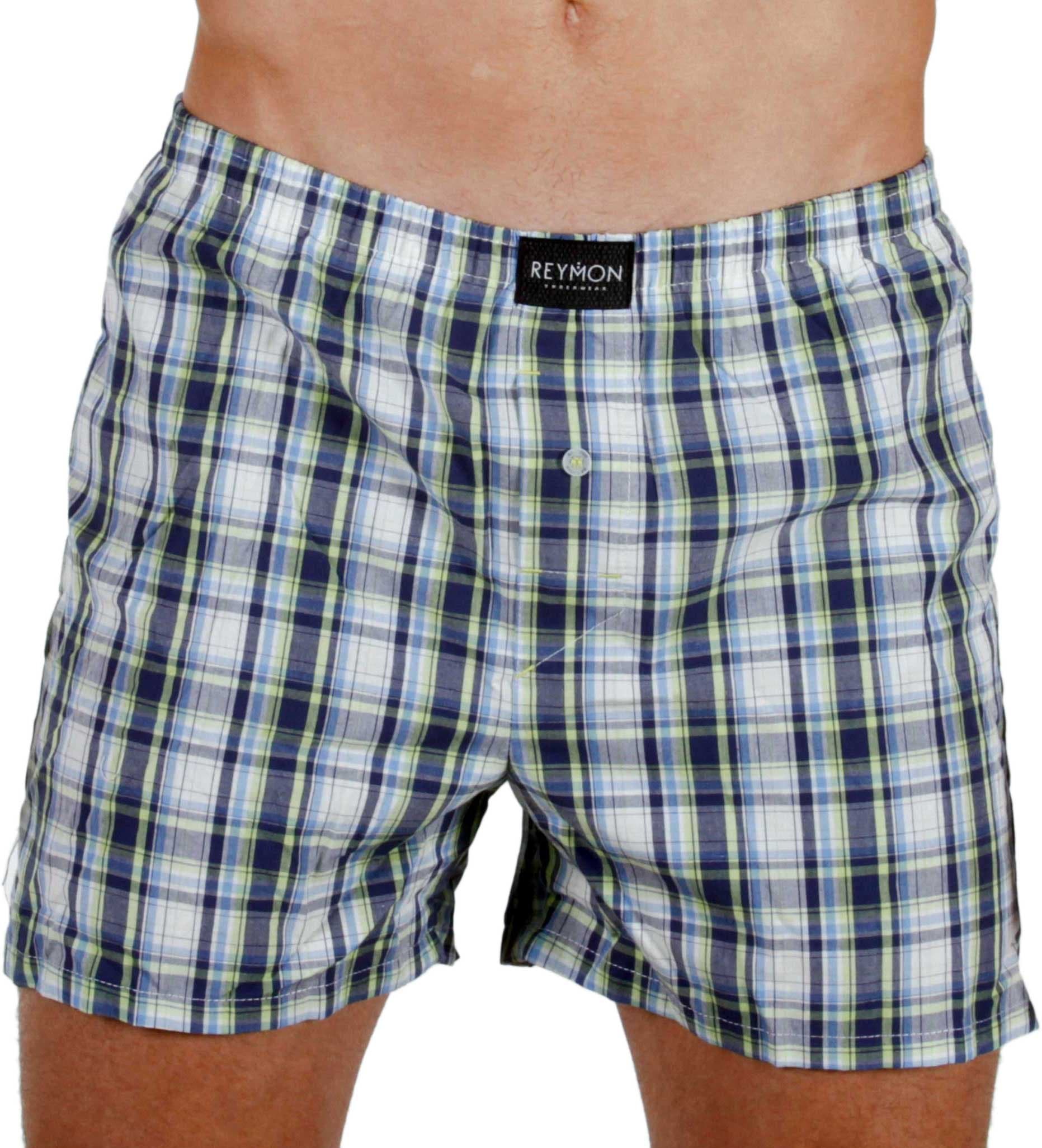 Reymon 3052 - Plaid Loose Boxer Shorts with Sewn in Internal Boxer Brief-Grey-Small