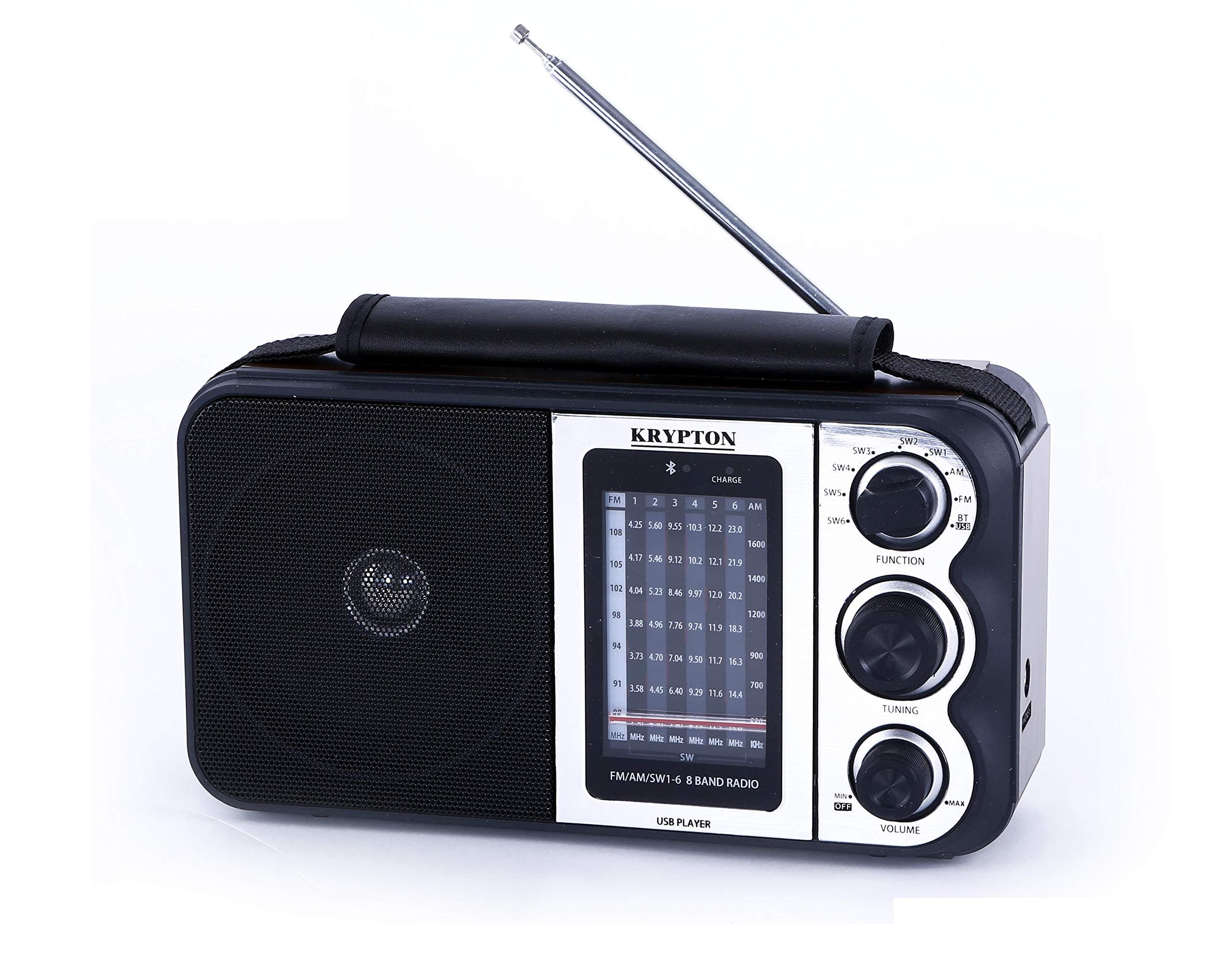 Krypton Rechargeable Radio, 3.7V, Black