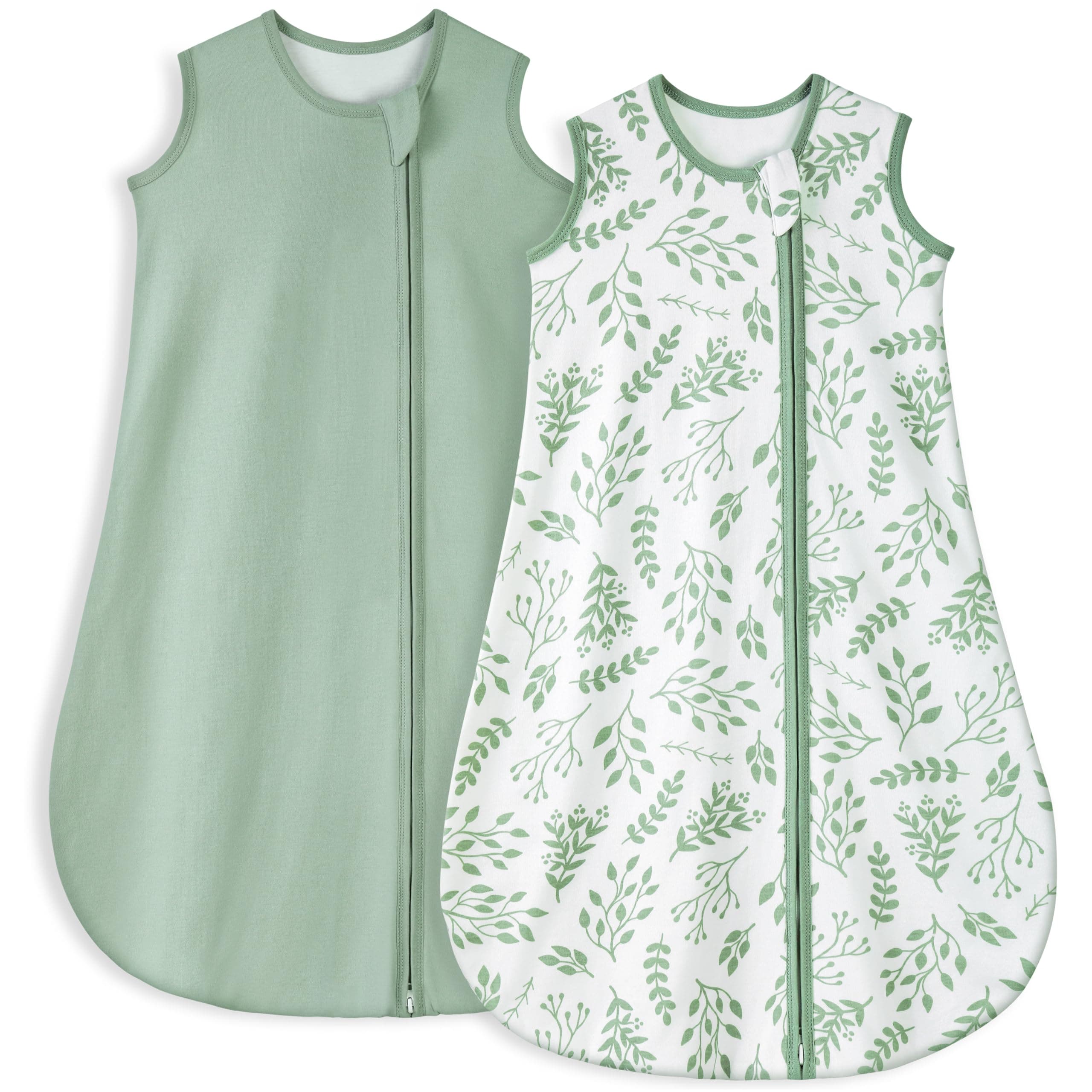 Baby Sleep Sack 0-6 Months TOG 1.0 Baby Wearable Blanket, 2 Pack 100% Organic Cotton Infant Toddler Sleeping Sack 2-Way Zipper Lightweight Sleep Sack