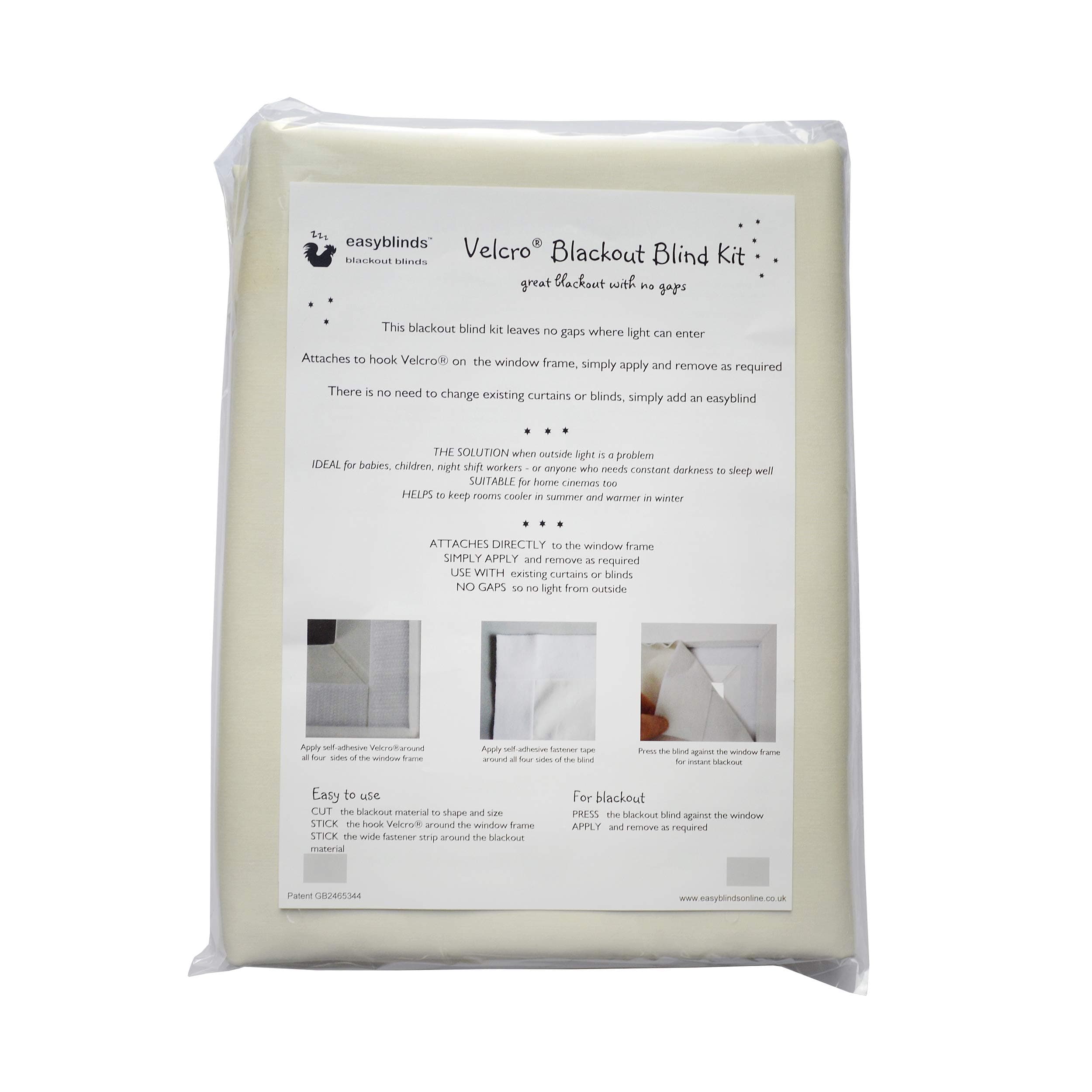 Easyblinds Original Blackout Blind Kit with VELCRO Brand Fastener tape 1.5m x 1.35m cream