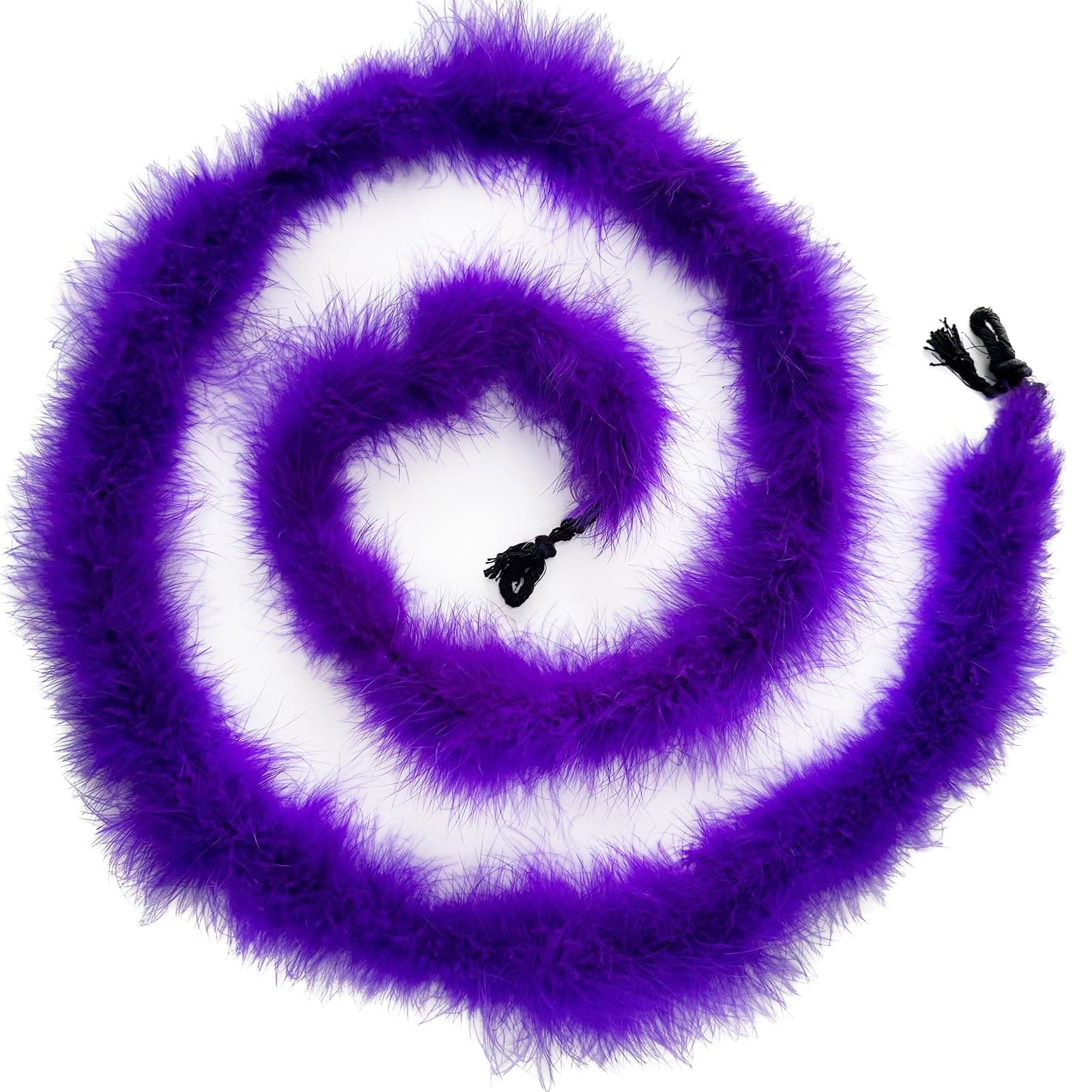 Happy Feather 2 Yards 20g Fluffy Marabou Feather Boa for DIY Craft Sewing Trim Home Wedding Party Decoration-Purple