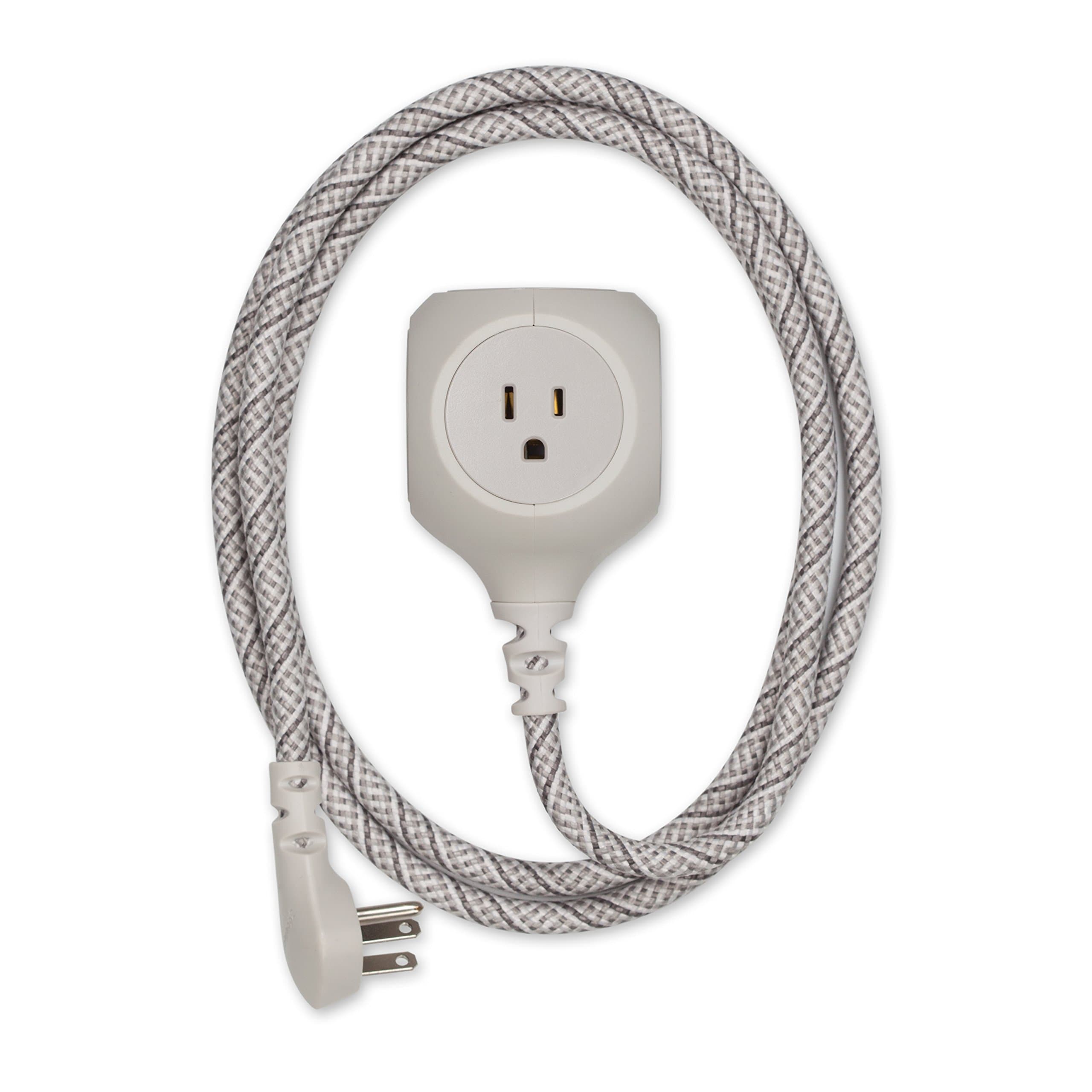 360 Electrical 360498 Habitat Braided Extension Cord w/ 3.4A Dual USB, 6 ft, Harmony-French Grey, 6 ft, 6 Ft