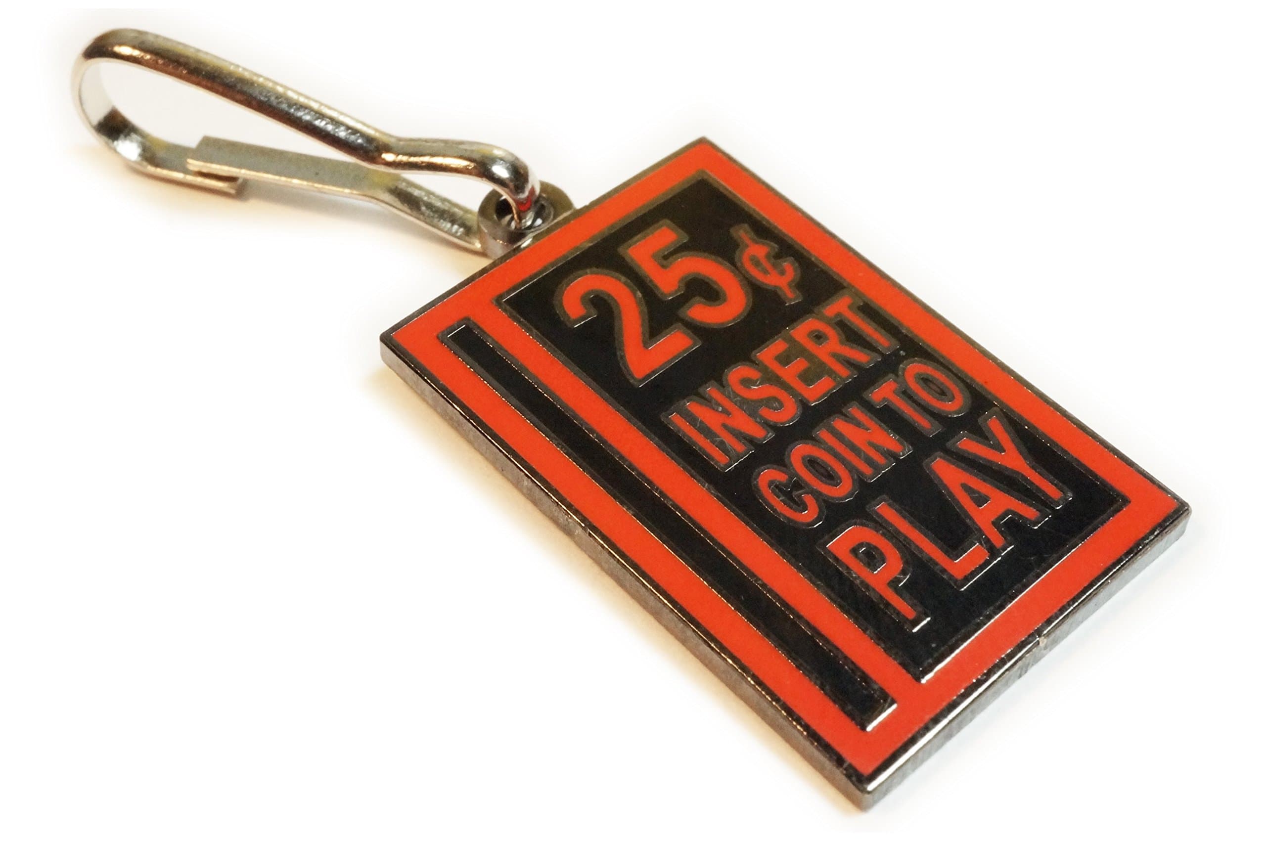 Quarter Coin Slot Retro Arcade Video Games Jacket Backpack Purse Zipper Pull Clip